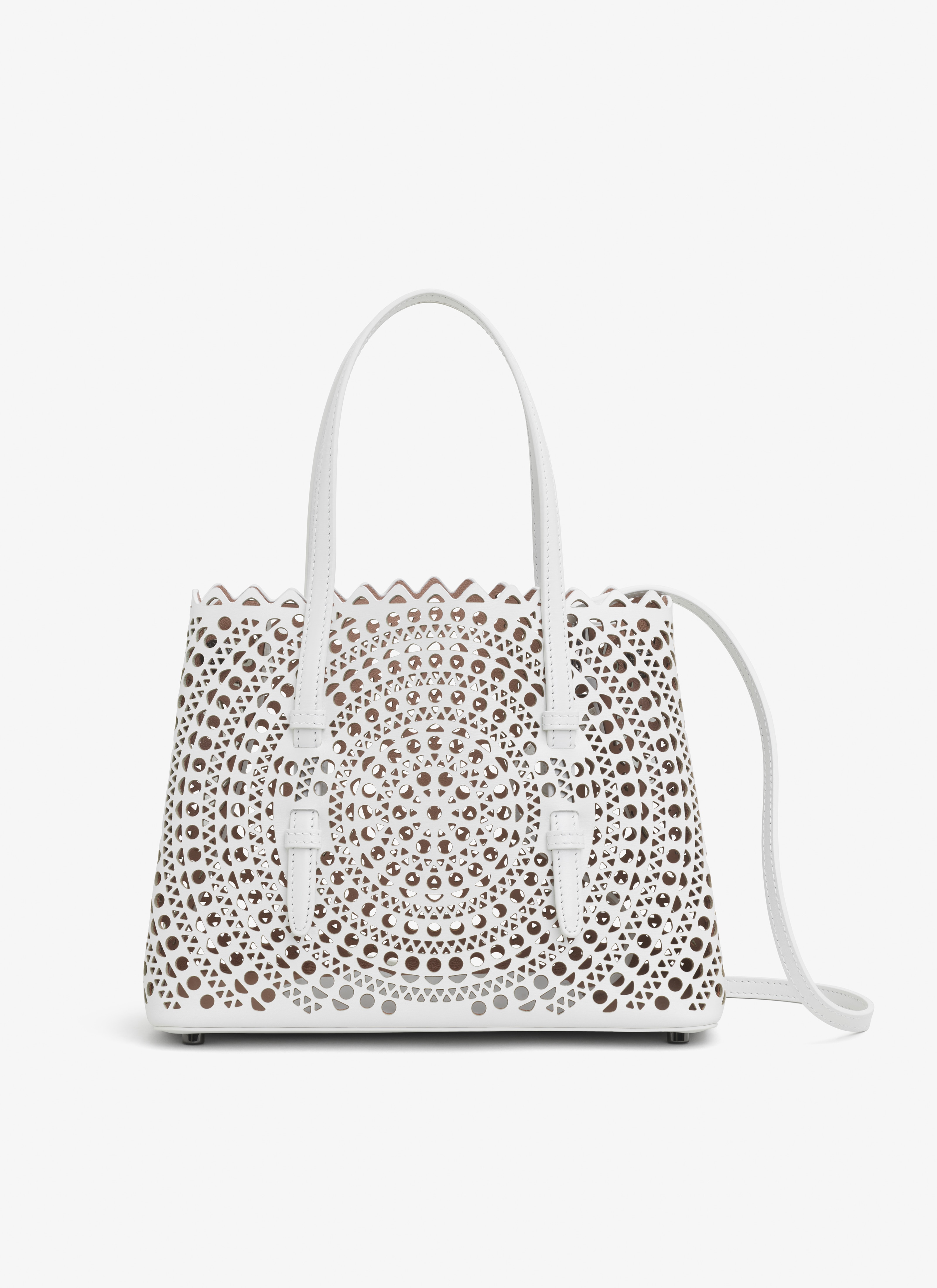 ALAÏA OPTIC WHITE MINA 25 BAG IN VIENNE CALFSKIN