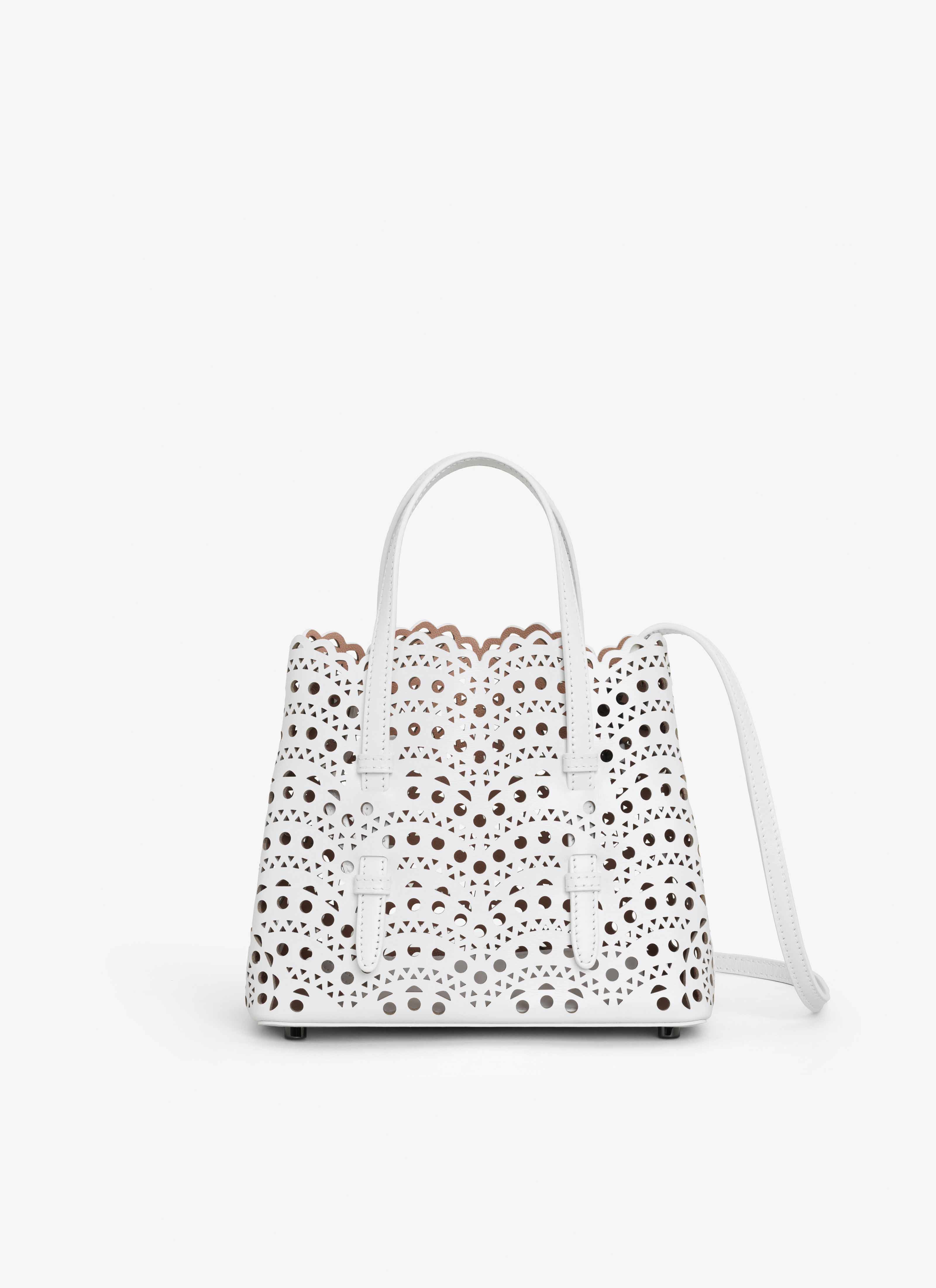 ALAÏA OPTIC WHITE MINA 20 BAG IN VIENNE WAVE CALFSKIN