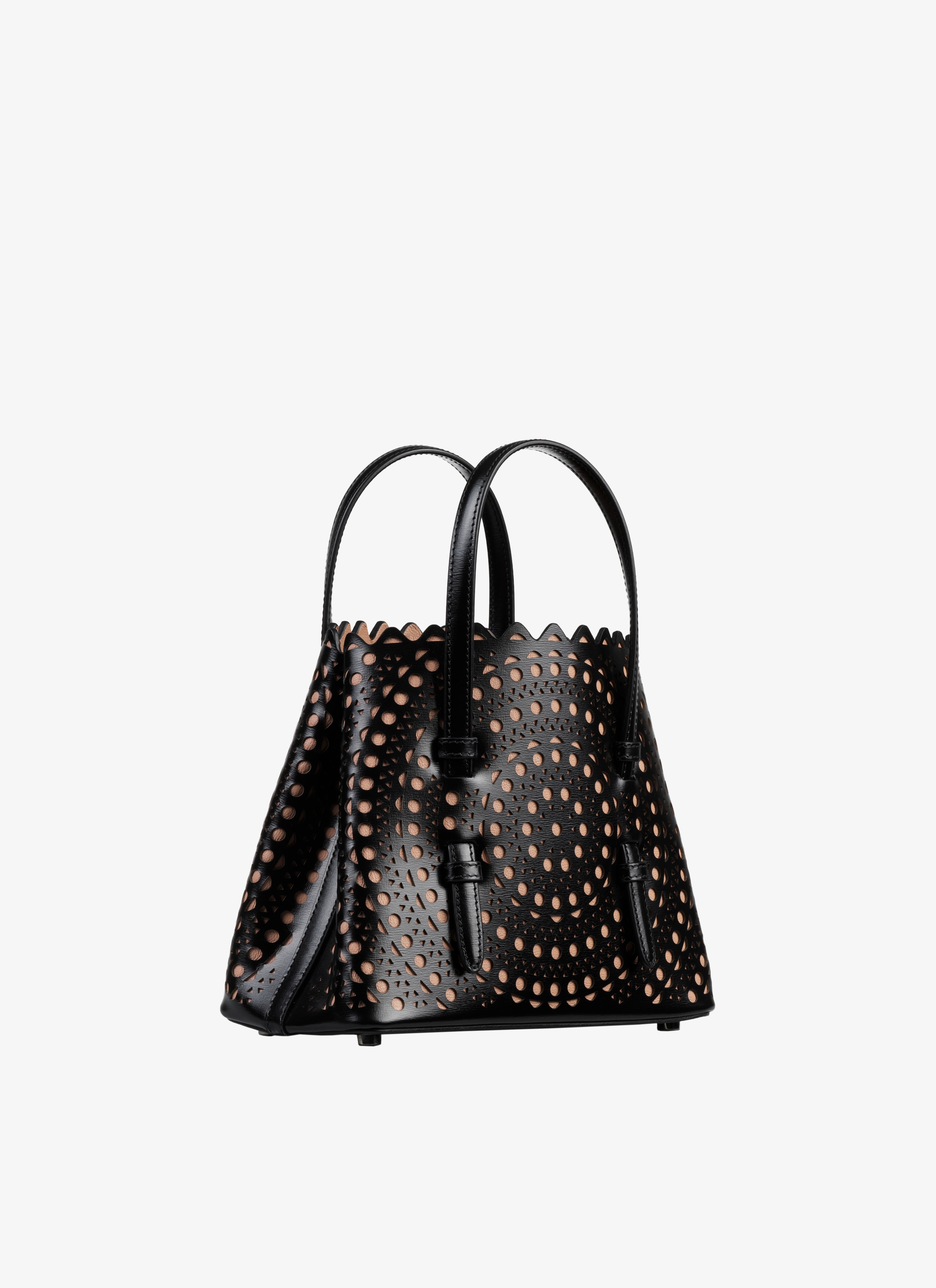 ALAÏA BLACK/SAND MINA 20 TOTE BAG