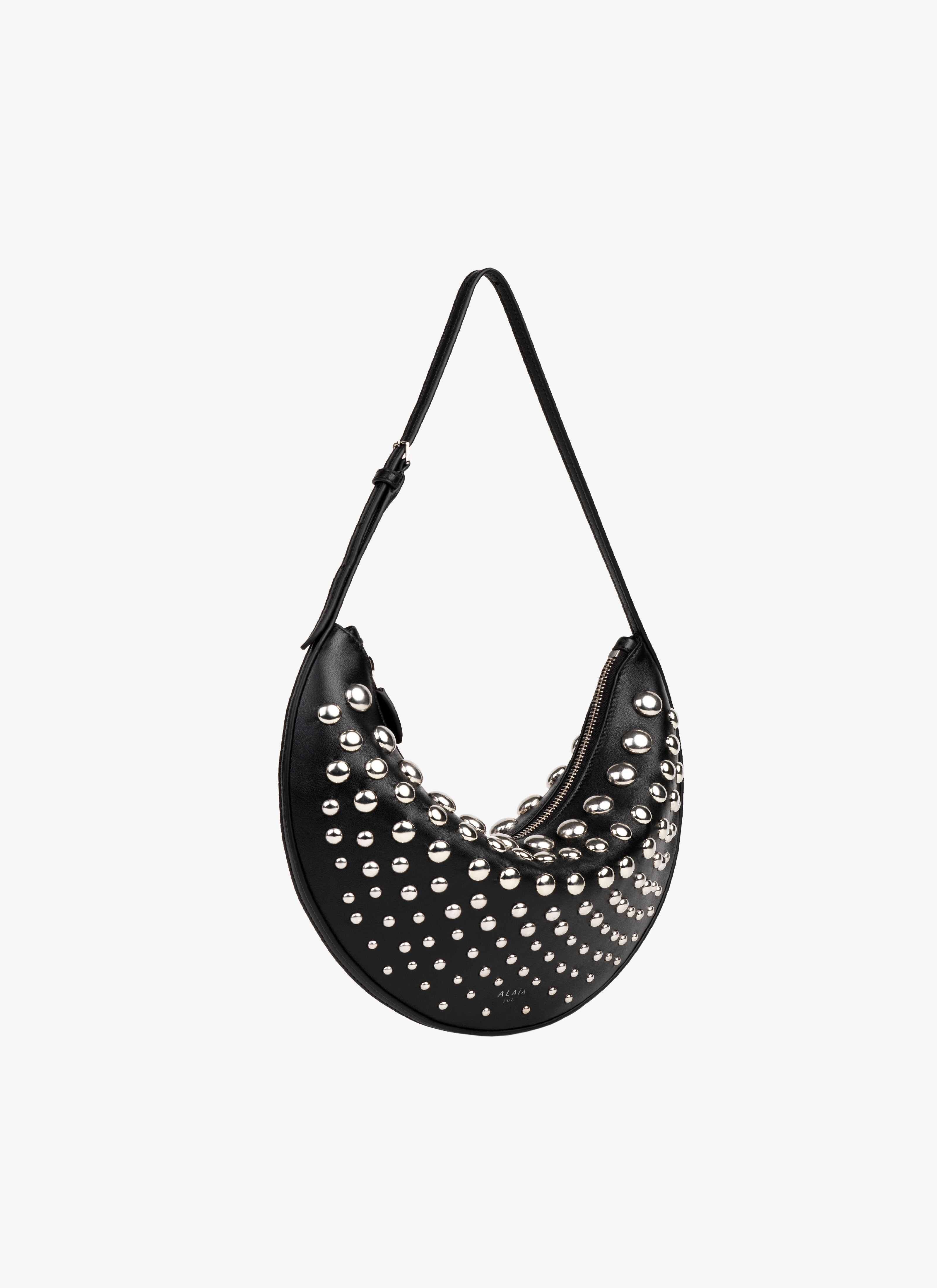 ALAÏA BORSA DEMI-LUNE CON BORCHIE   NERO