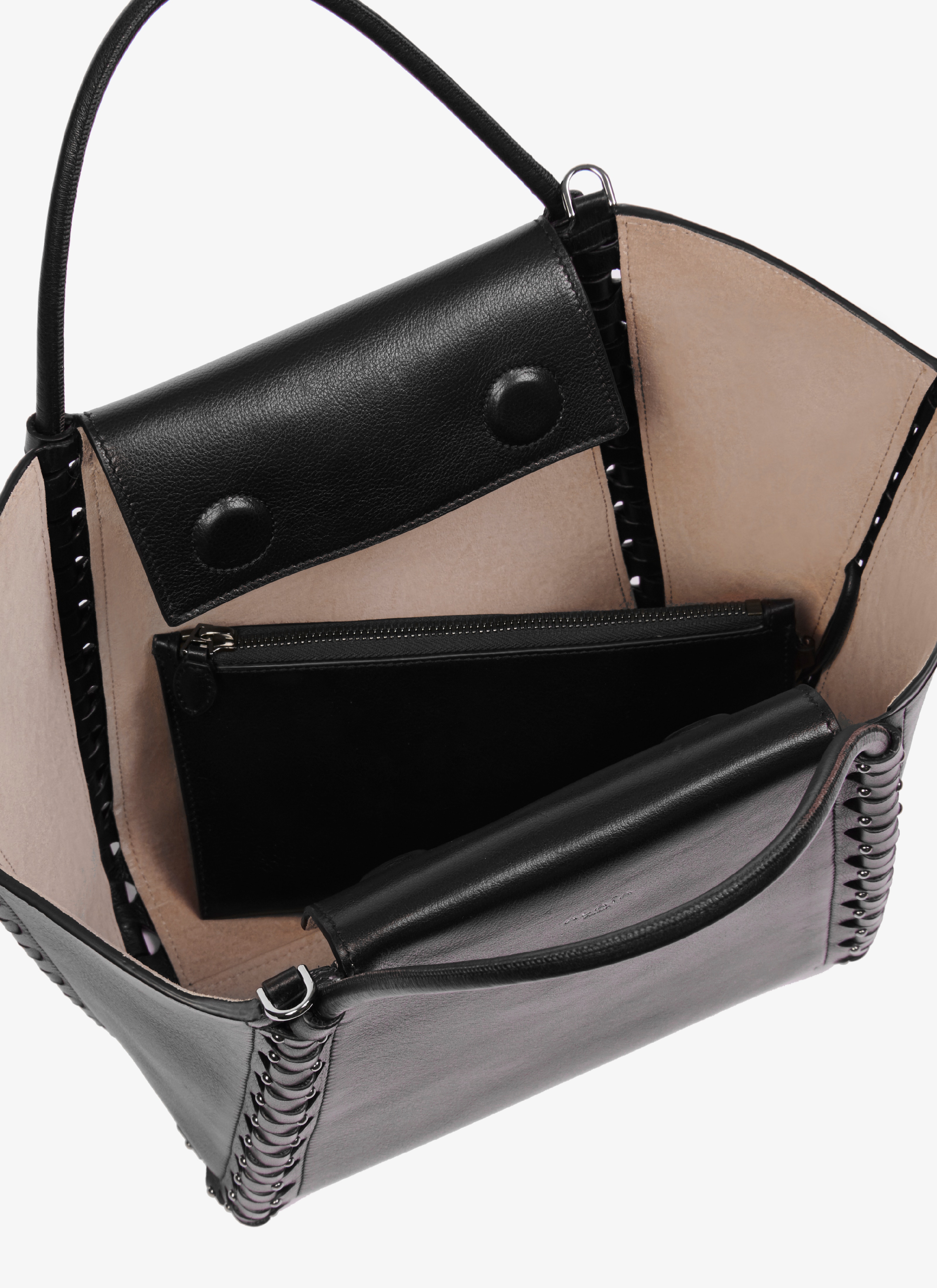 ALAÏA BLACK SMALL HINGE LEATHER BAG