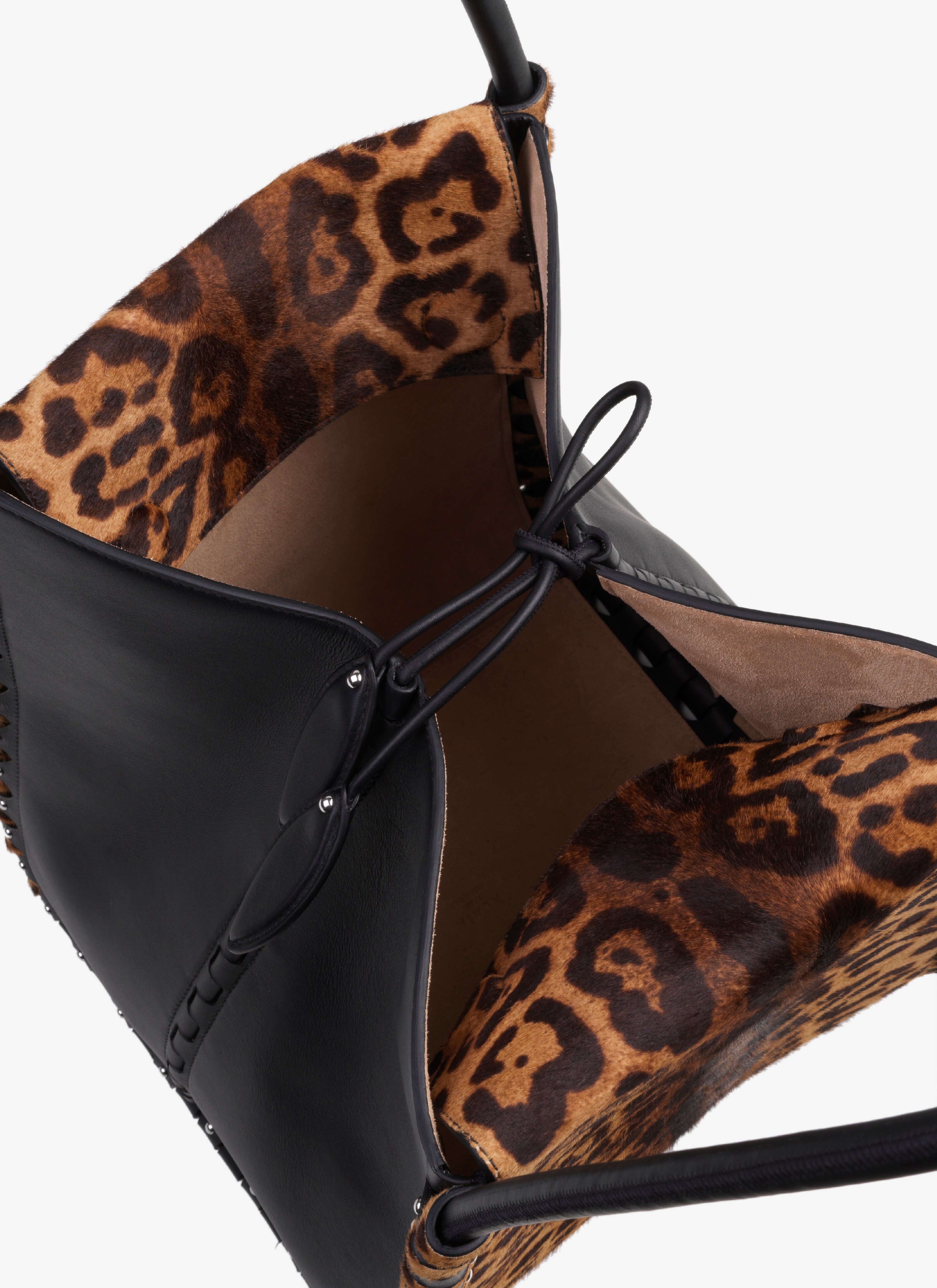 ALAÏA  MEDIUM HINGE LEOPARD PONY BAG