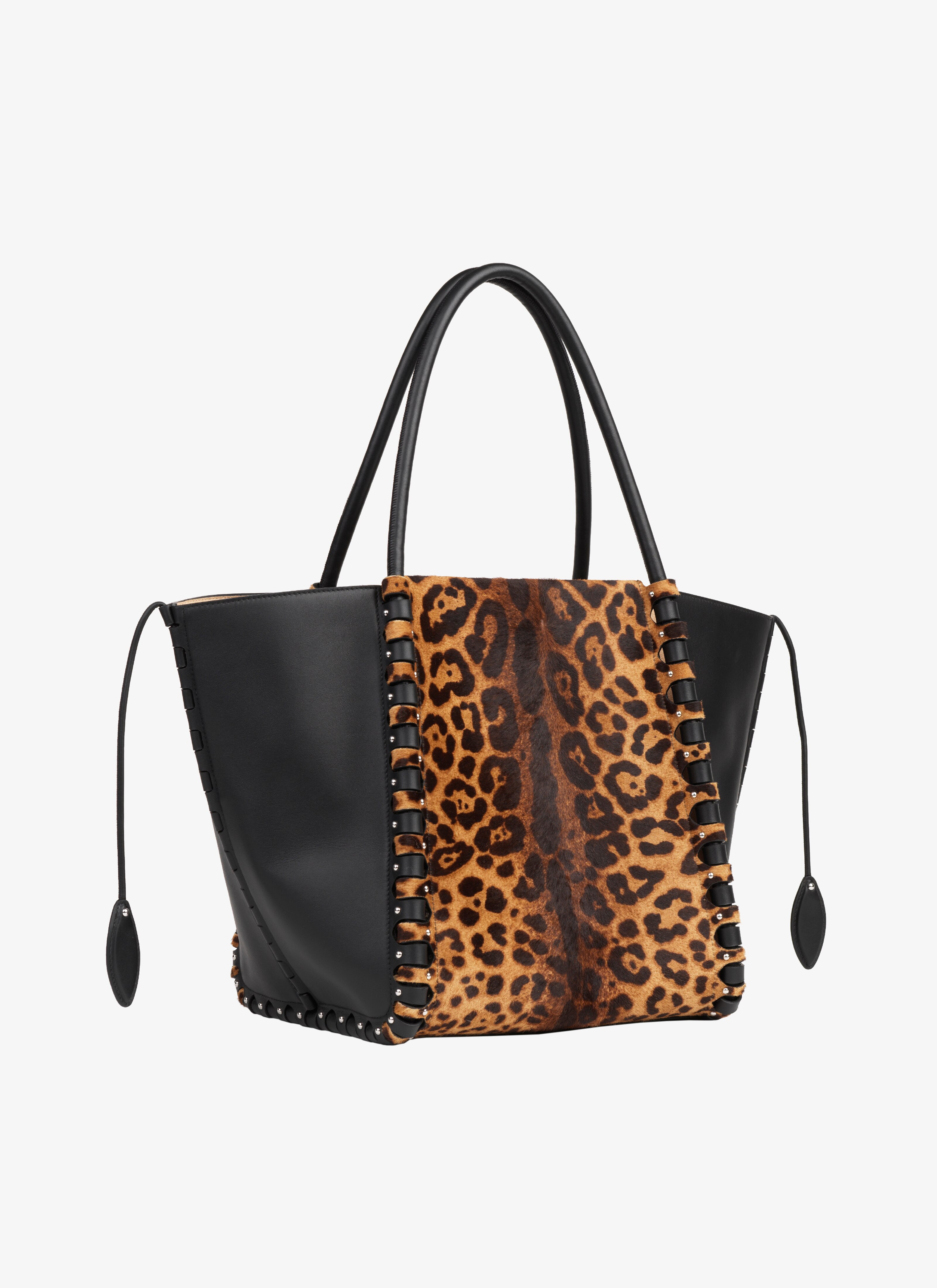 ALAÏA  MEDIUM HINGE LEOPARD PONY BAG