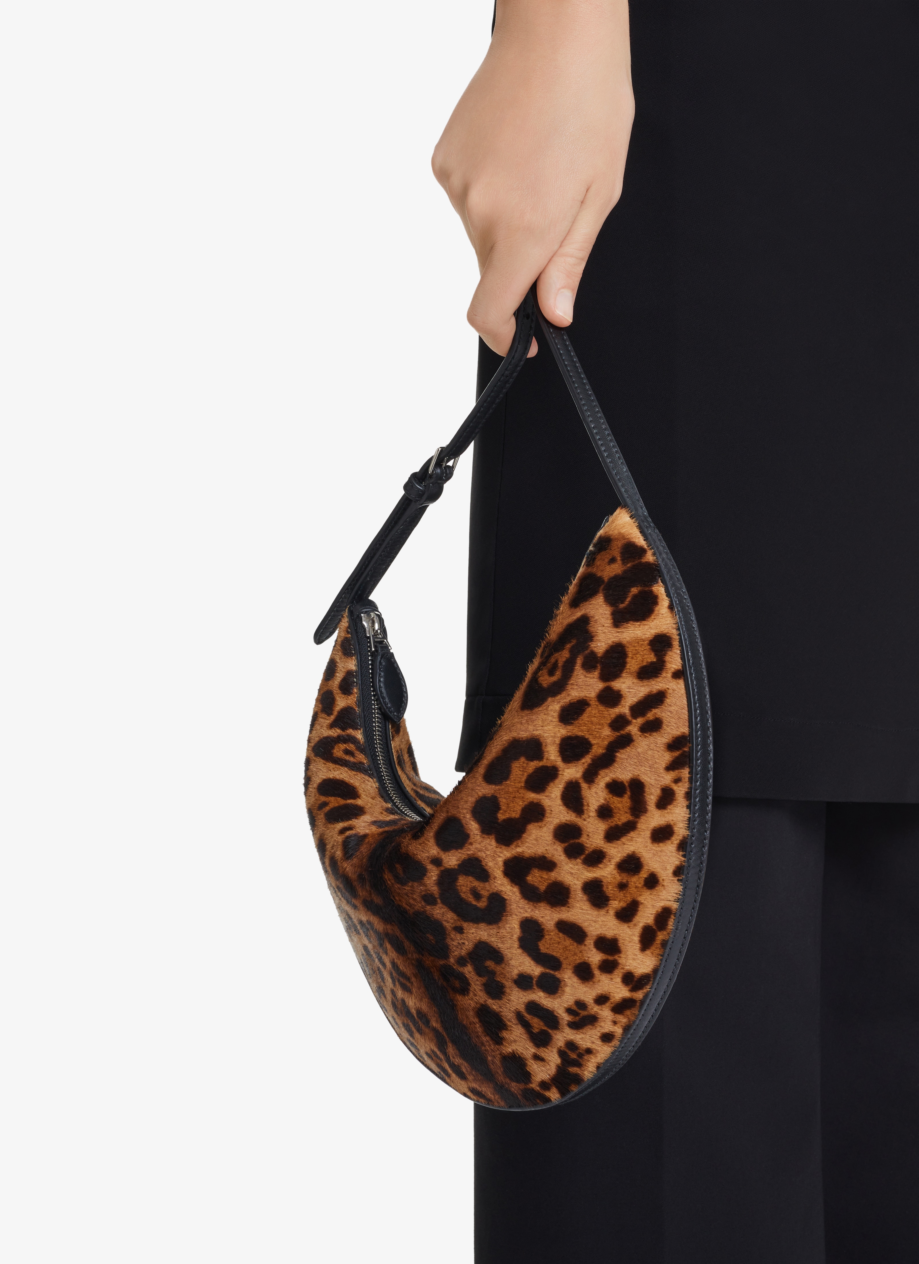 ALAÏA SEPIA LEOPARD PONY DEMI-LUNE BAG