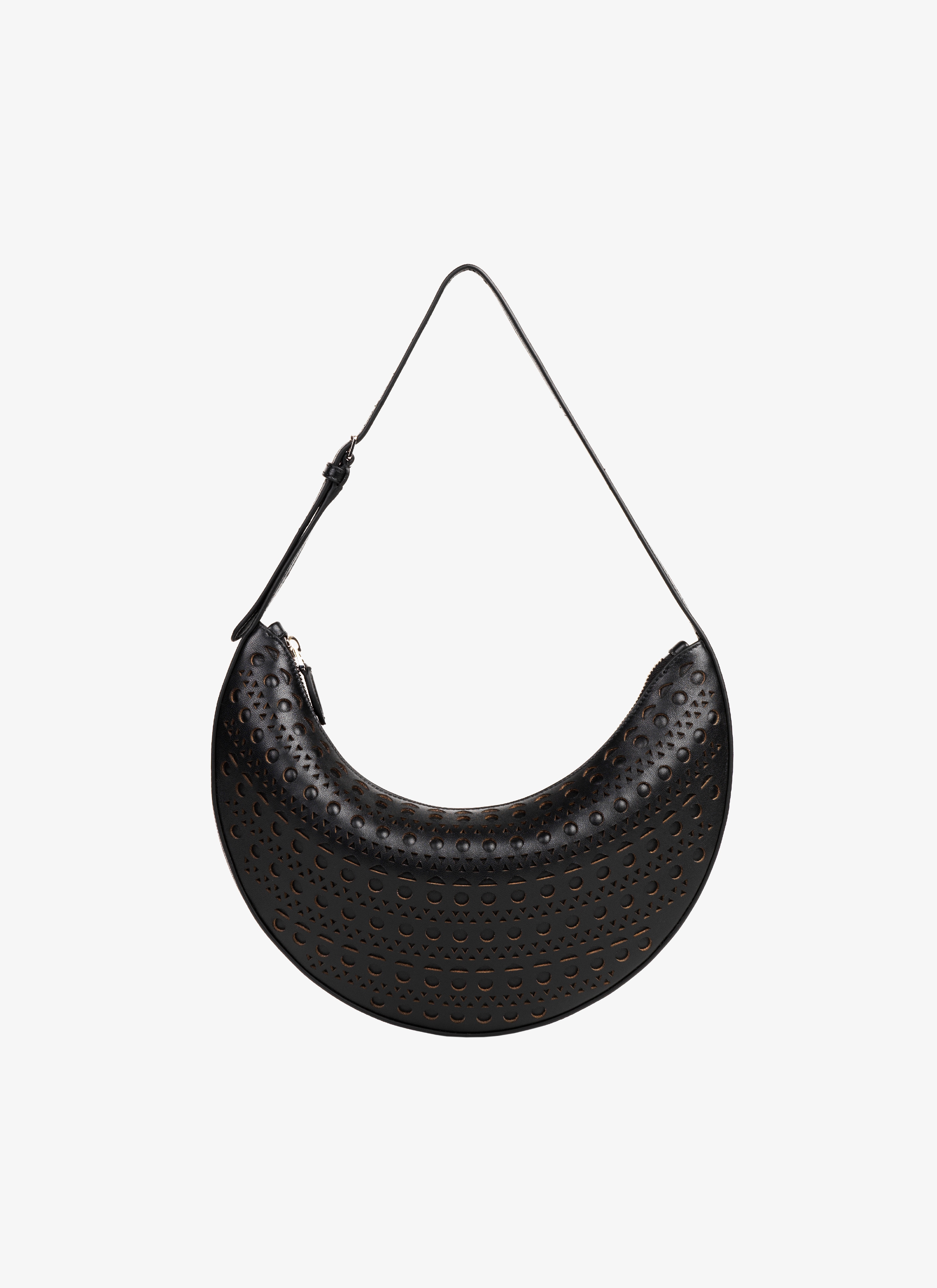ALAÏA BLACK OPENWORK DEMI-LUNE BAG