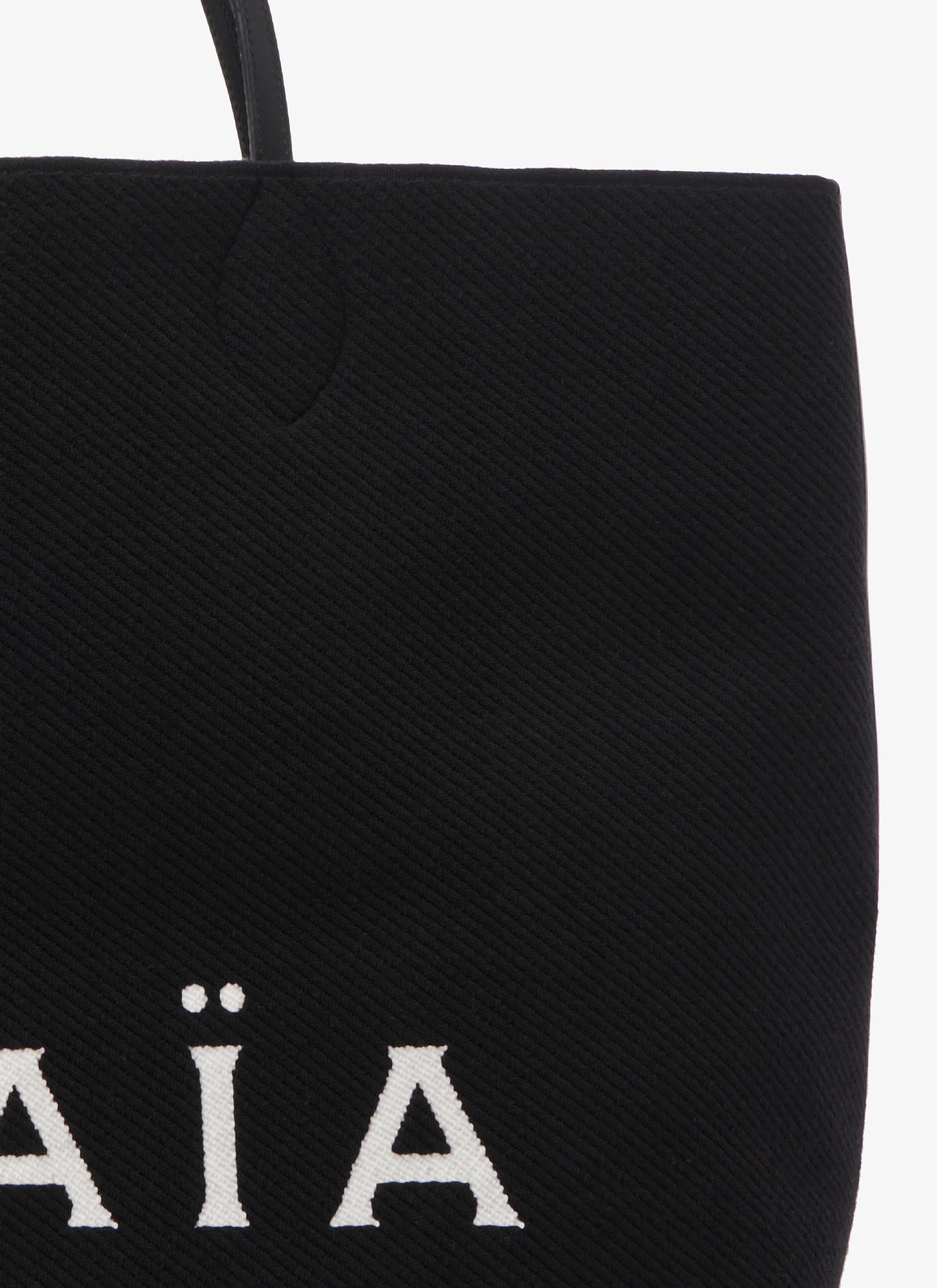 ALAÏA BLACK SMALL KNIT TOTE BAG