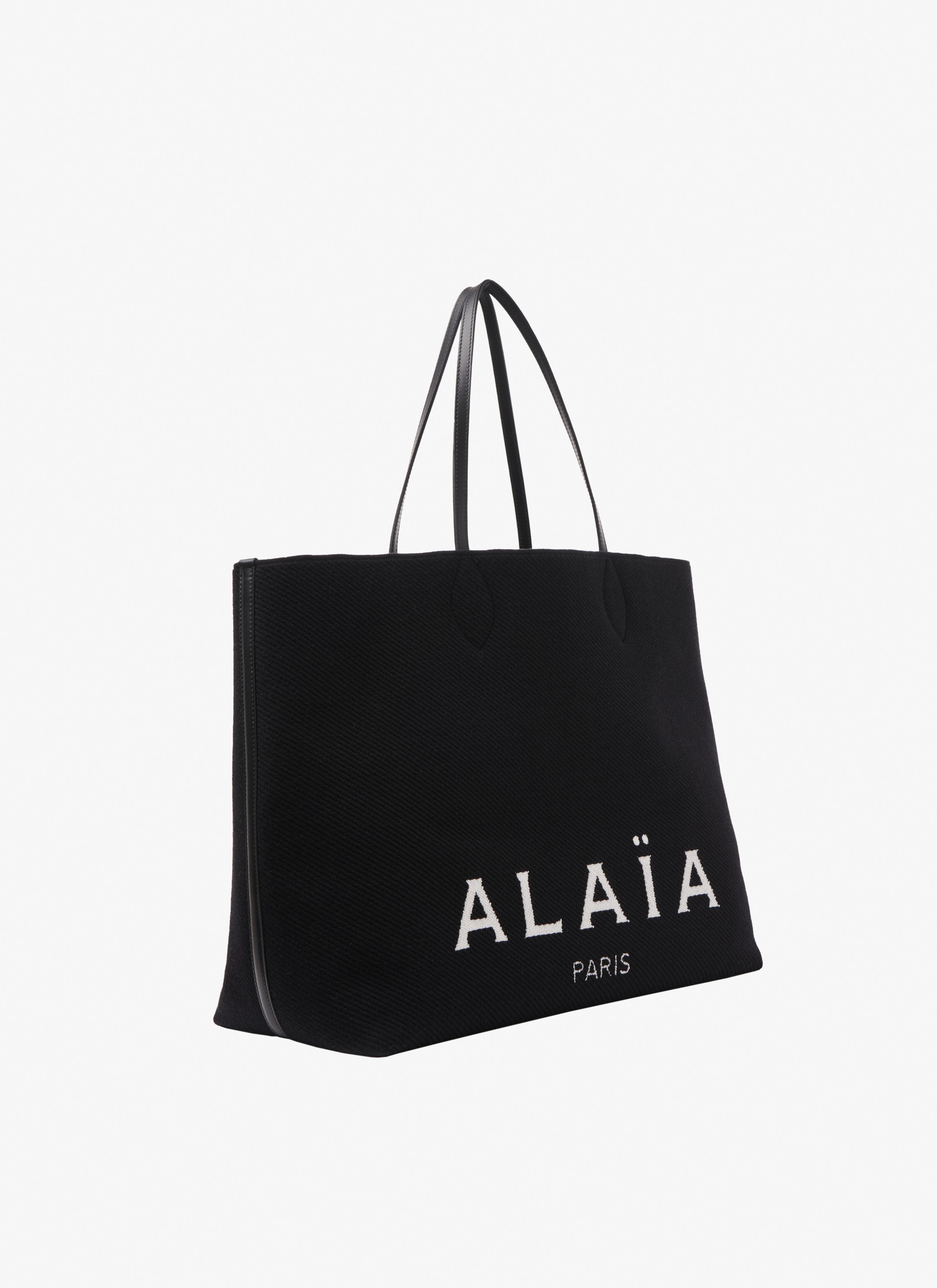 ALAÏA BLACK SMALL KNIT TOTE BAG