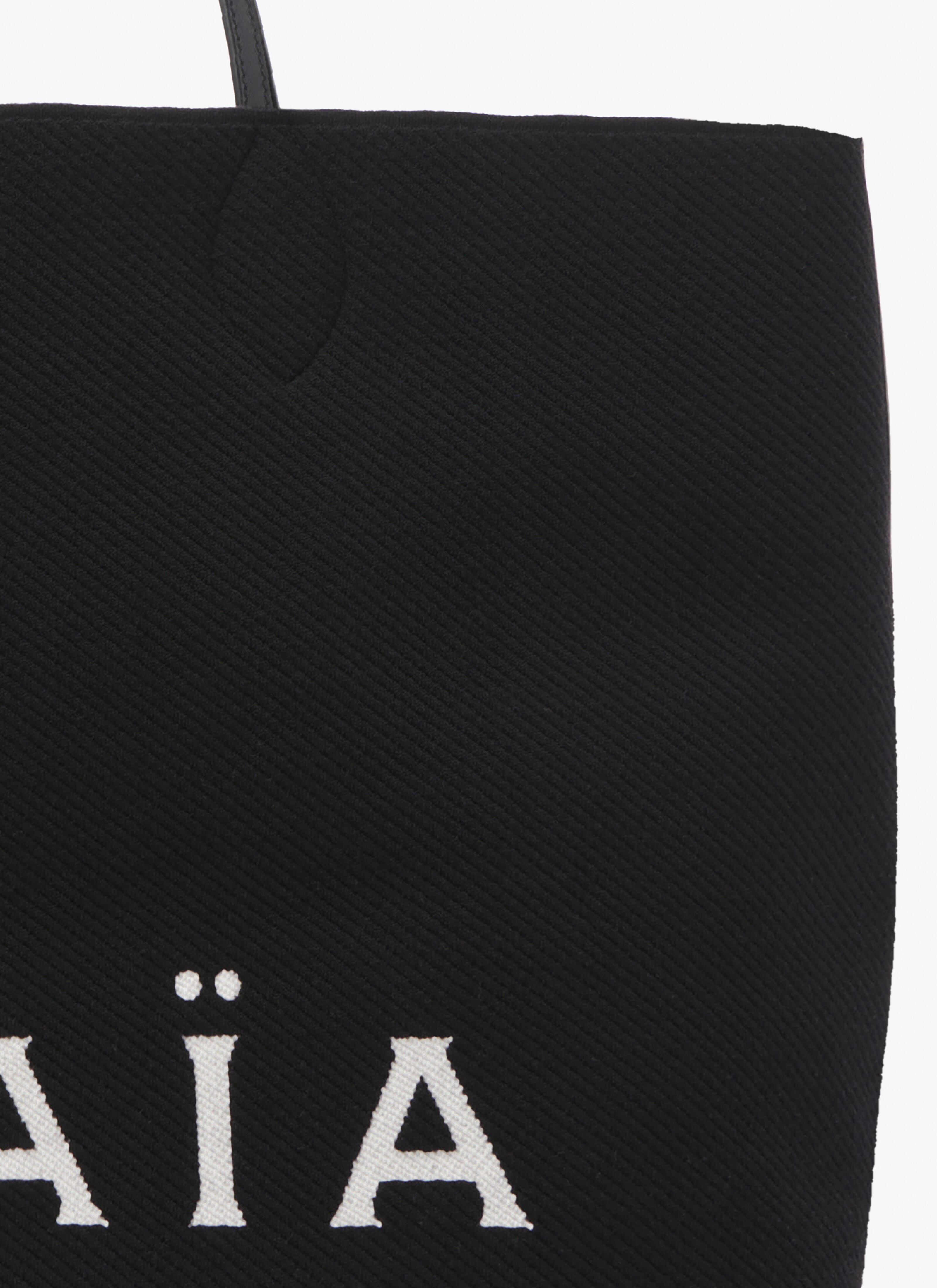 ALAÏA BLACK LARGE KNIT TOTE BAG