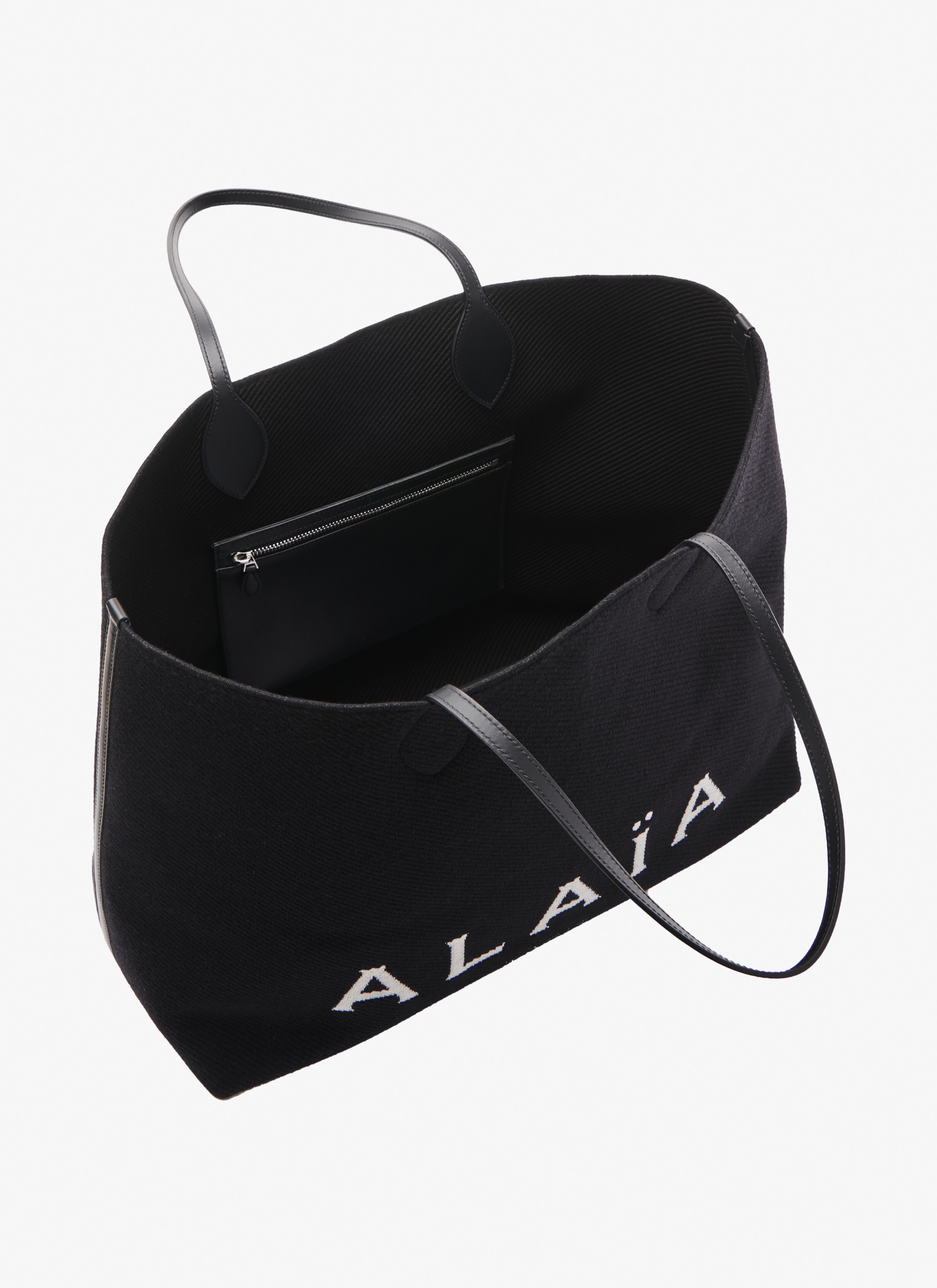 ALAÏA BLACK LARGE KNIT TOTE BAG