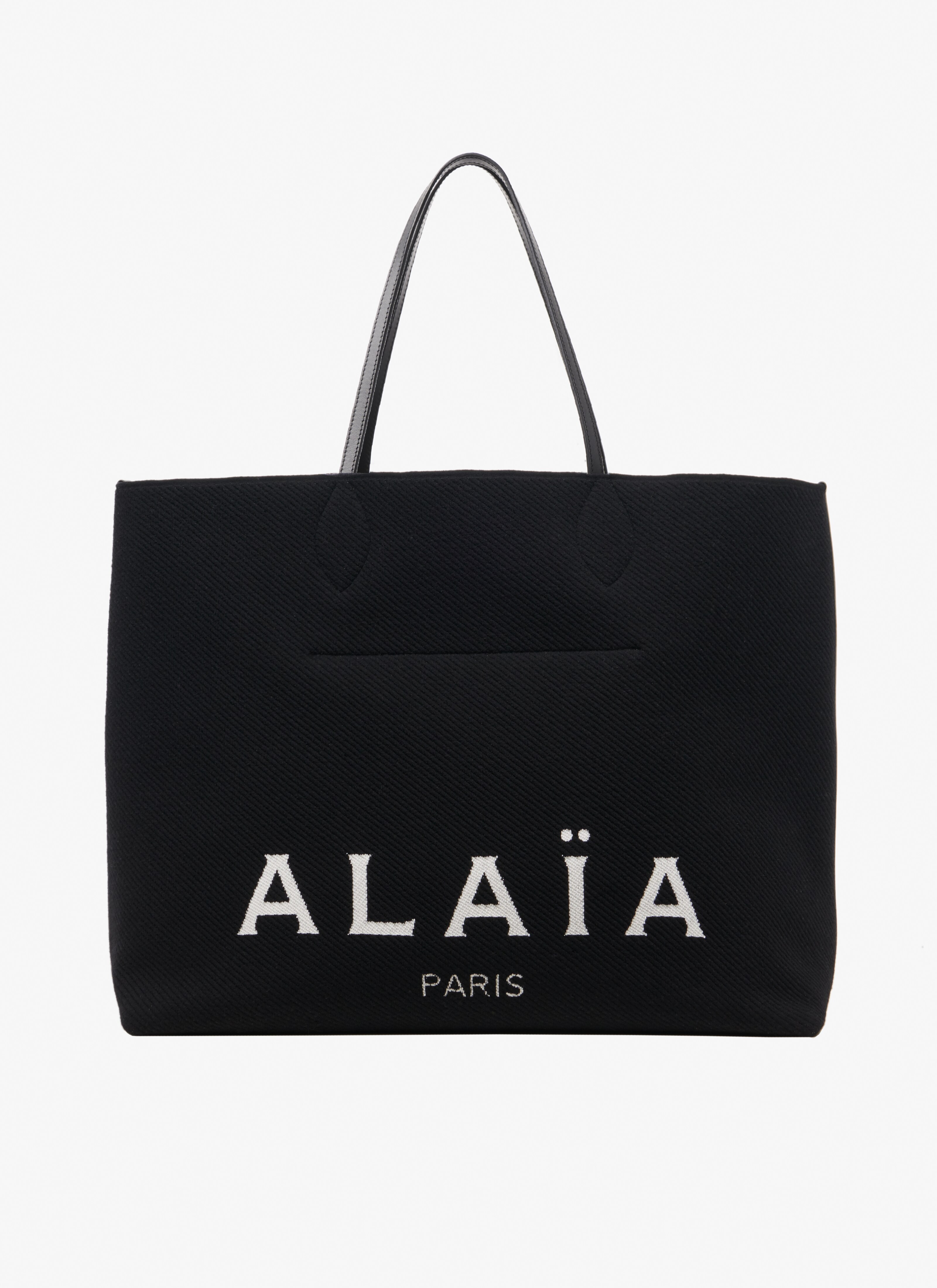 ALAÏA BLACK LARGE KNIT TOTE BAG