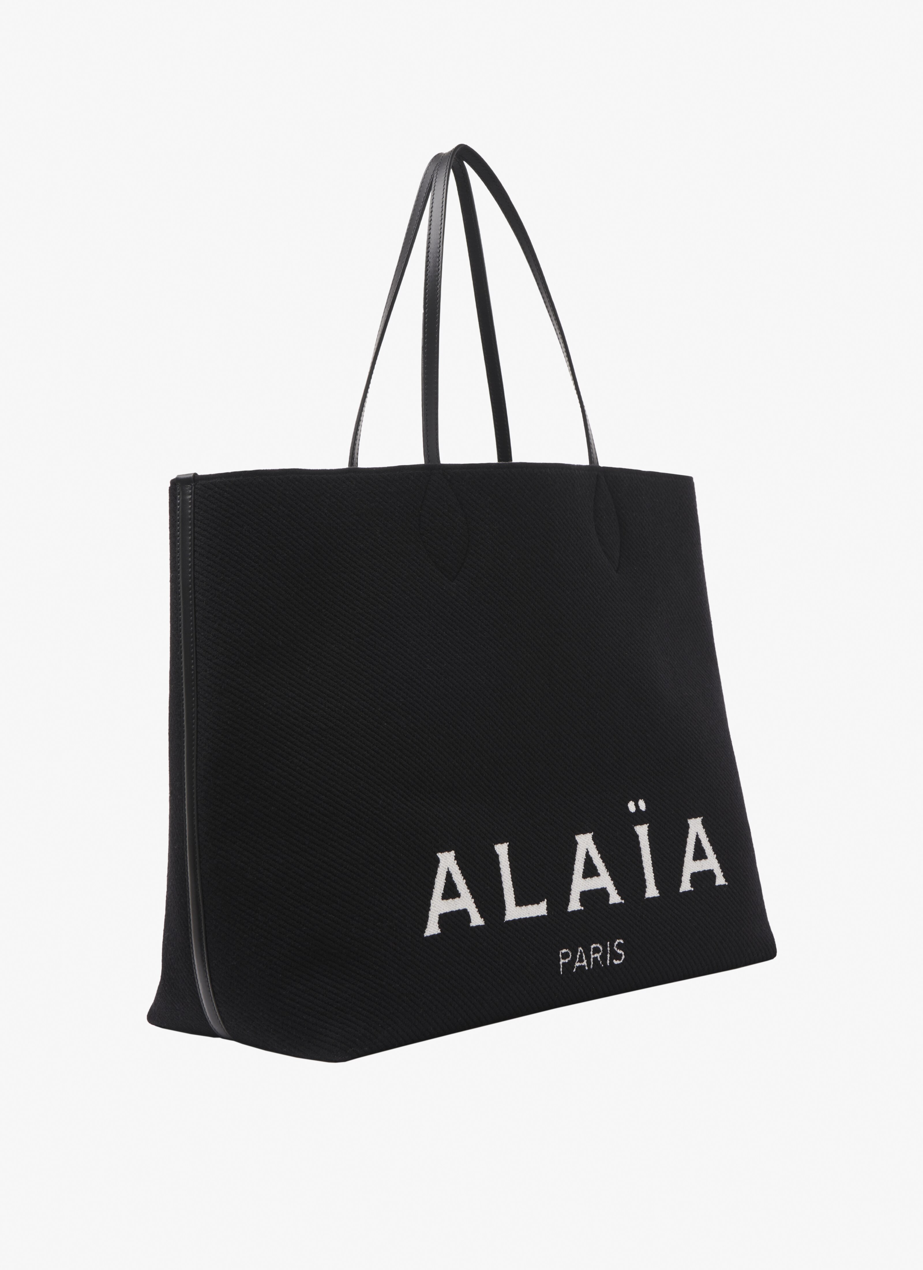 ALAÏA BLACK LARGE KNIT TOTE BAG
