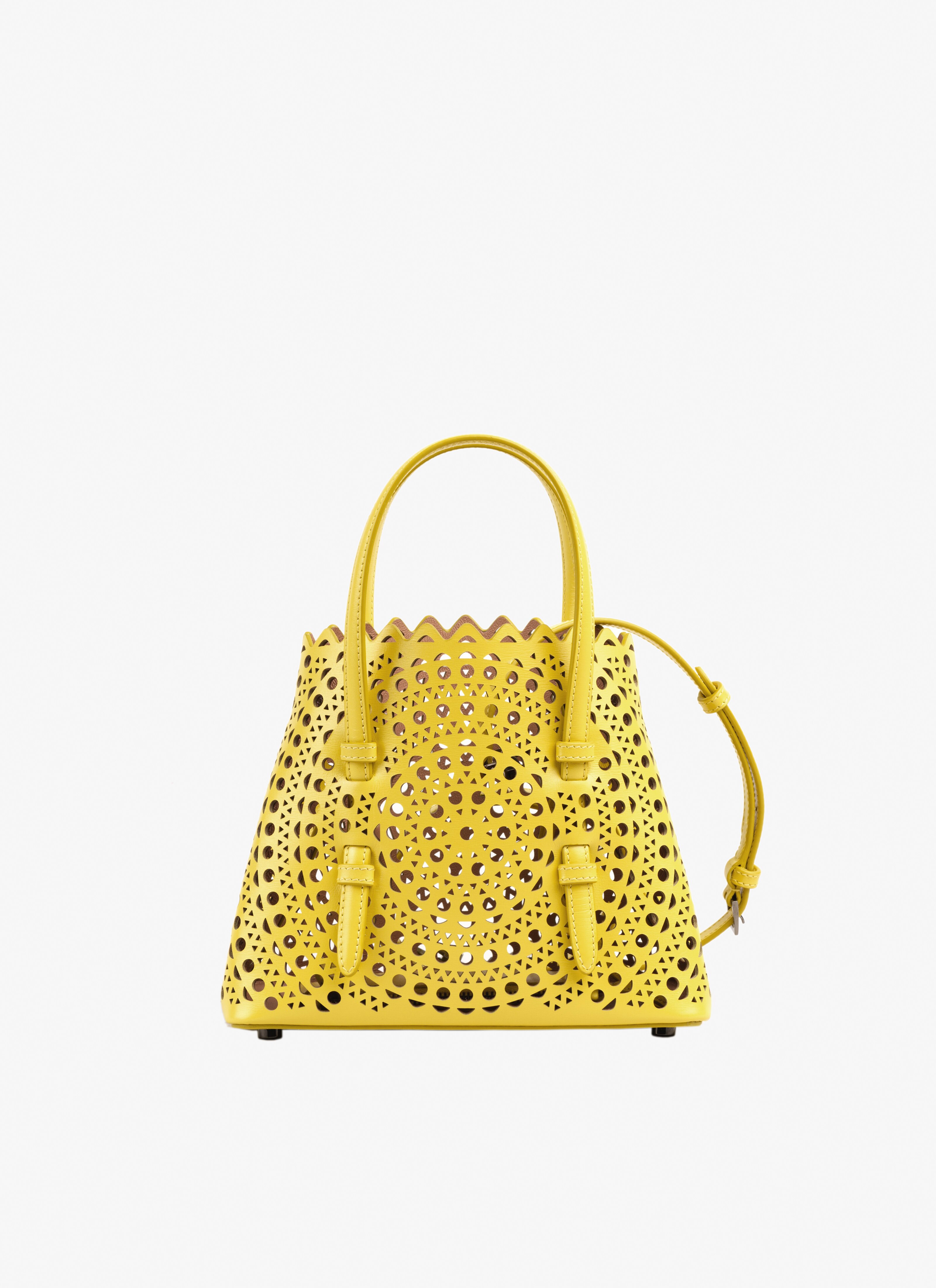 ALAÏA LEMON YELLOW MINA 20 BAG IN VIENNE CALFSKIN
