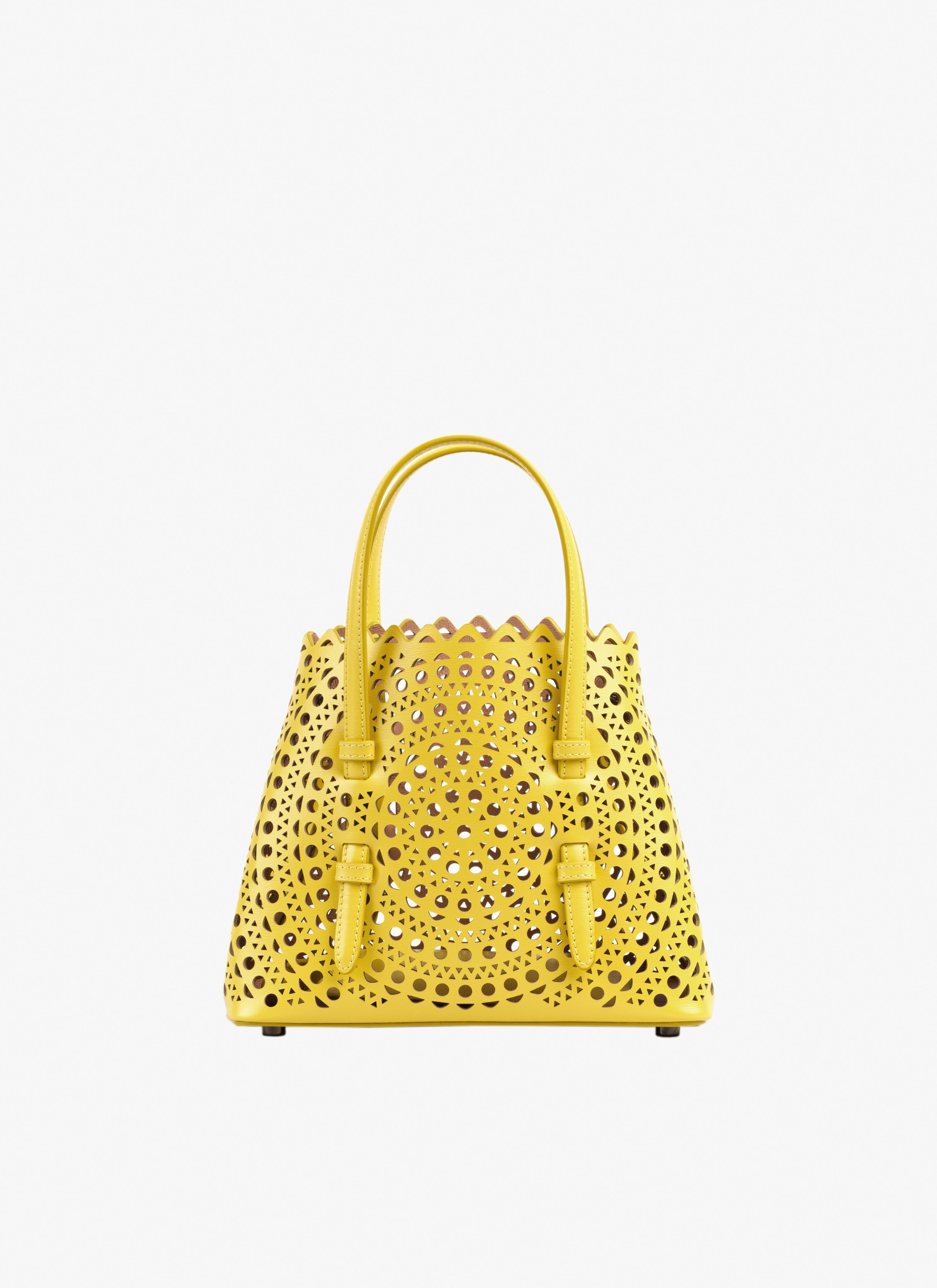 ALAÏA LEMON YELLOW MINA 20 BAG IN VIENNE CALFSKIN