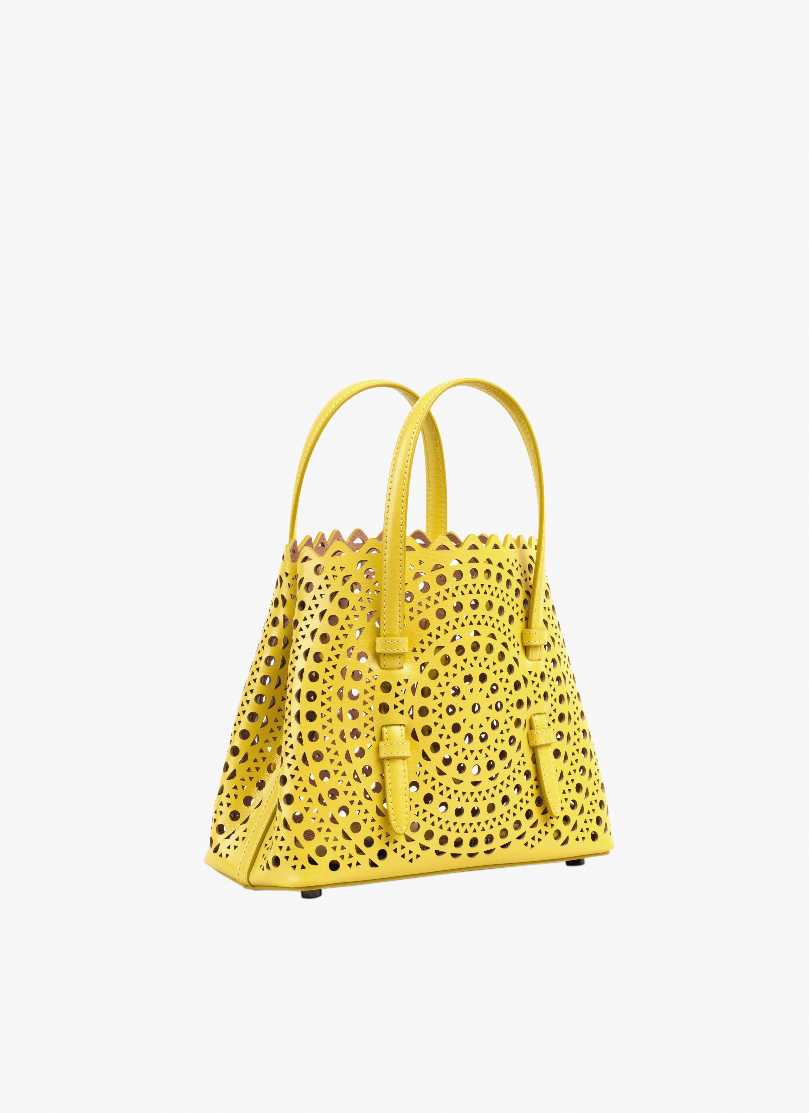 ALAÏA LEMON YELLOW MINA 20 BAG IN VIENNE CALFSKIN