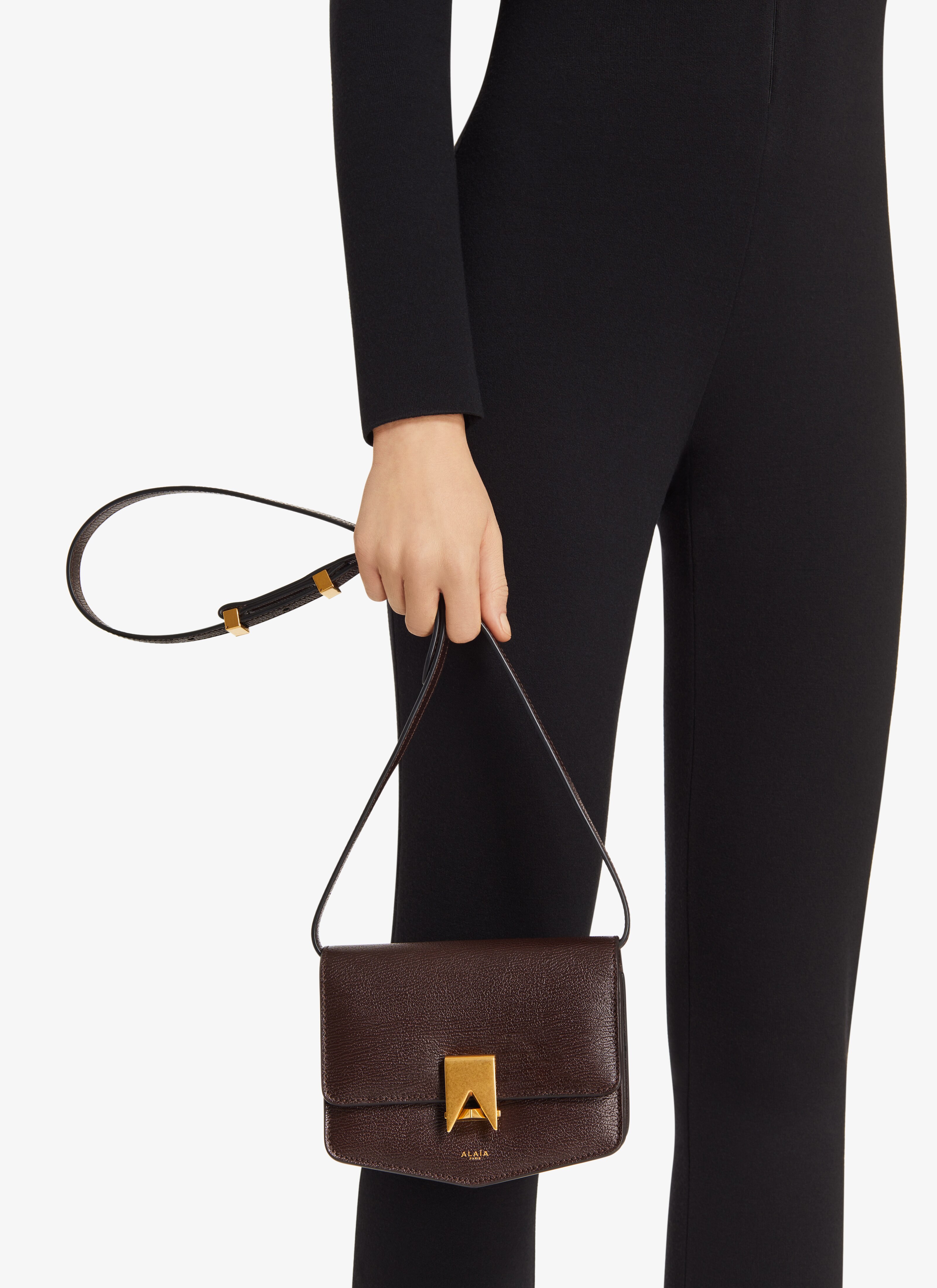 ALAÏA DARK BROWN LE PAPA SMALL BAG IN CALFSKIN