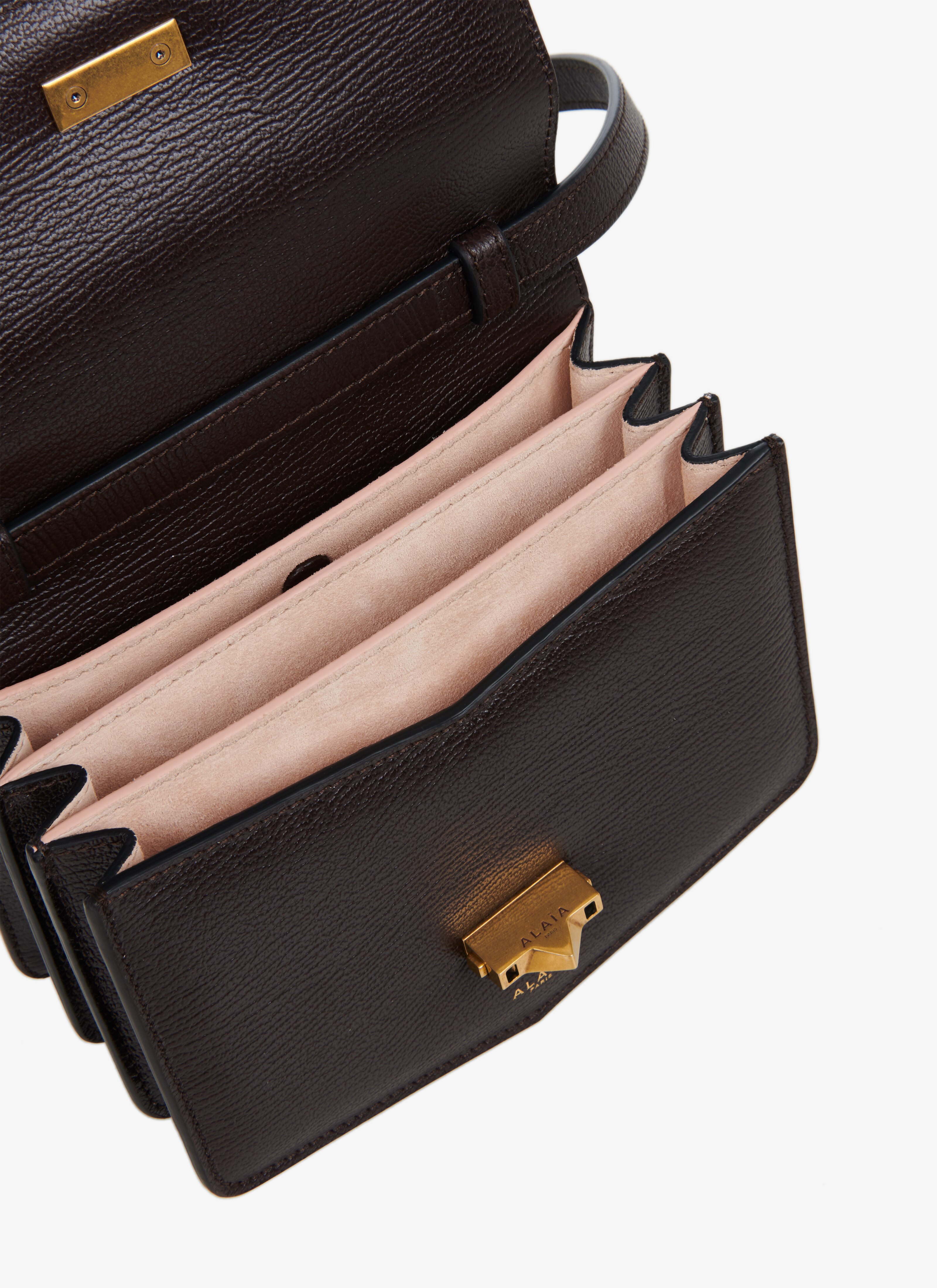 ALAÏA DARK BROWN LE PAPA SMALL BAG IN CALFSKIN