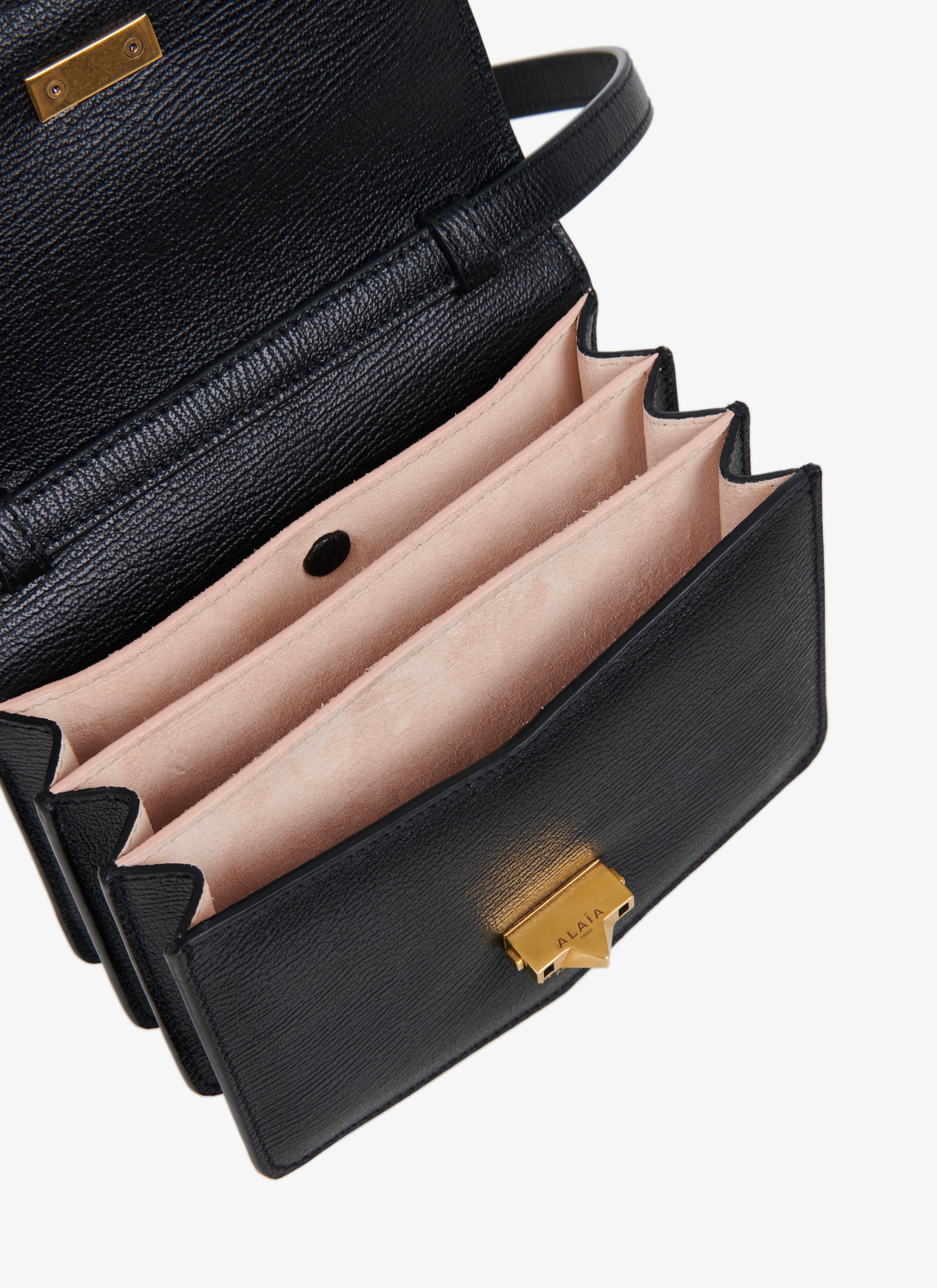 ALAÏA BLACK LE PAPA SMALL BAG IN CALFSKIN