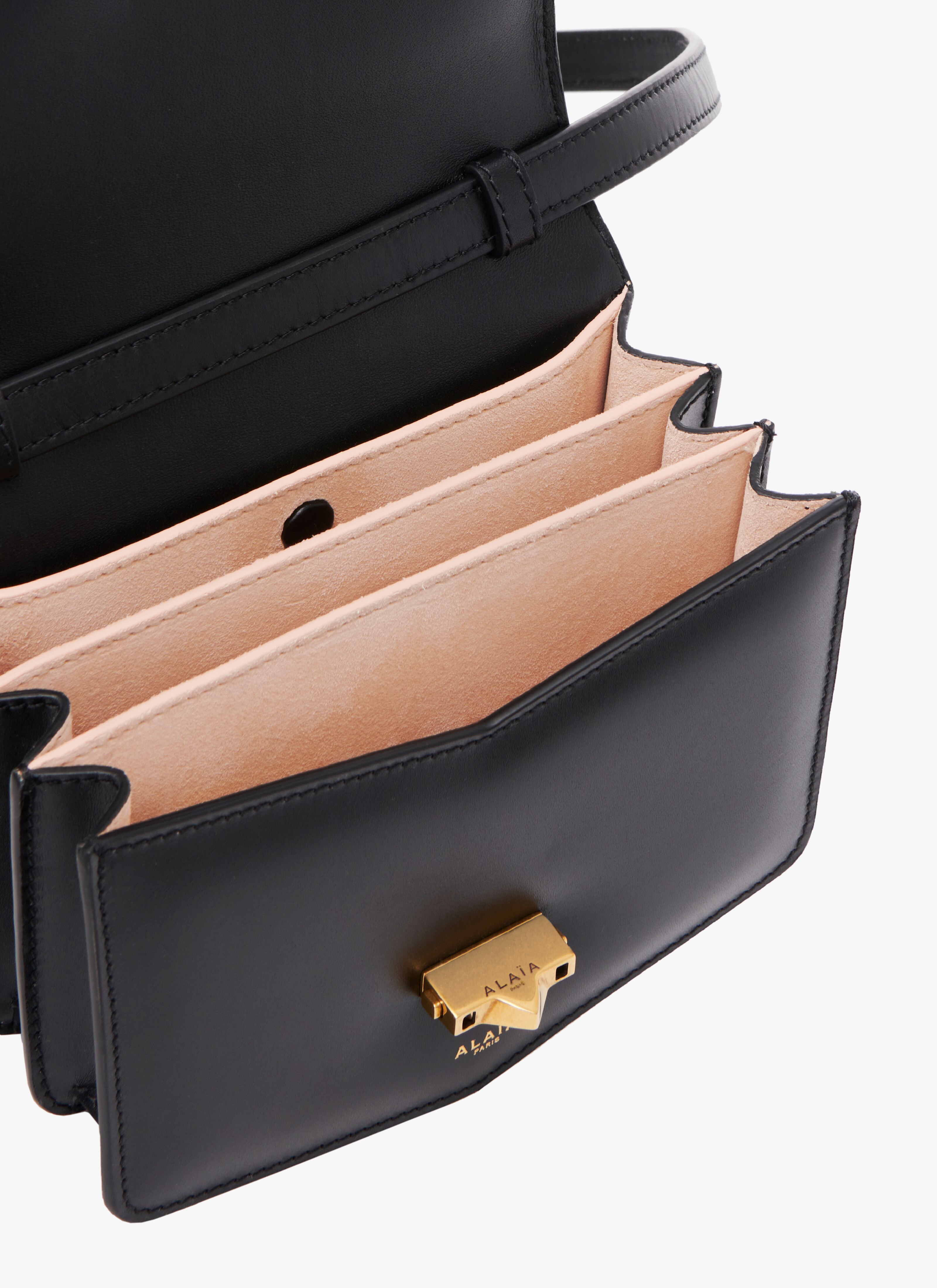 ALAÏA BLACK LE PAPA SMALL BAG IN CALFSKIN