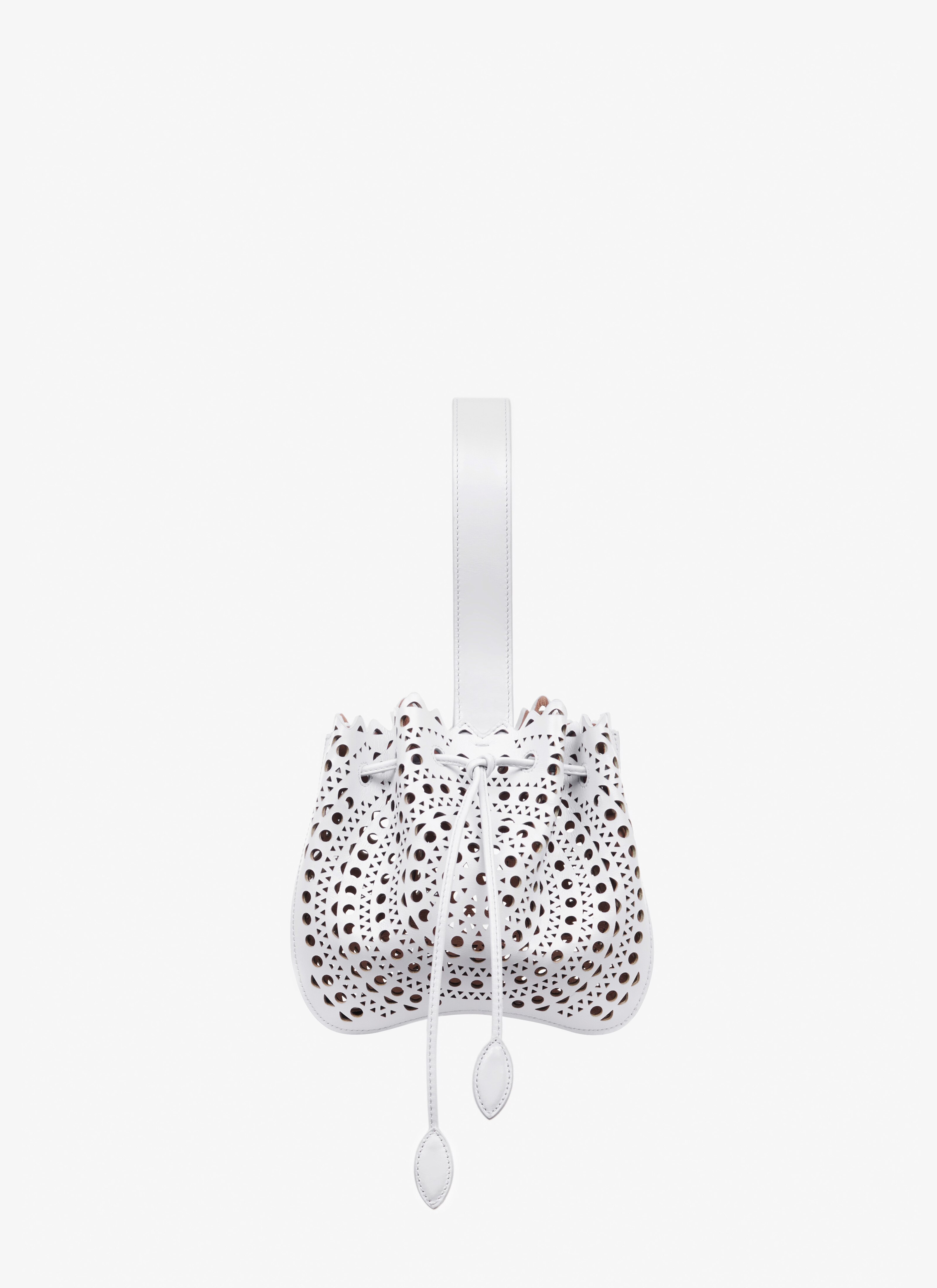 ALAÏA OPTIC WHITE ROSE MARIE BAG IN VIENNE CALFSKIN