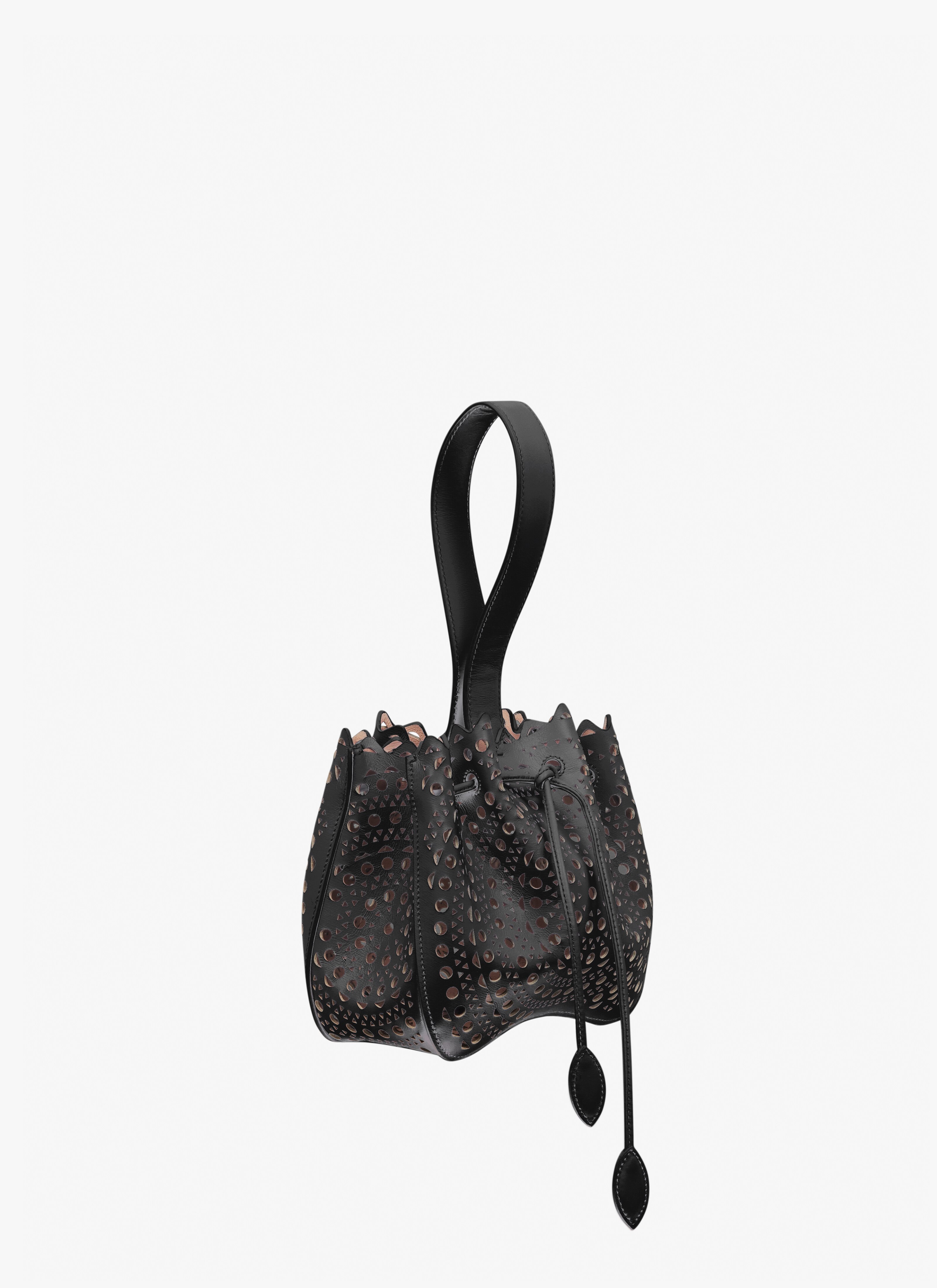 ALAÏA BLACK ROSE MARIE BAG IN VIENNE CALFSKIN