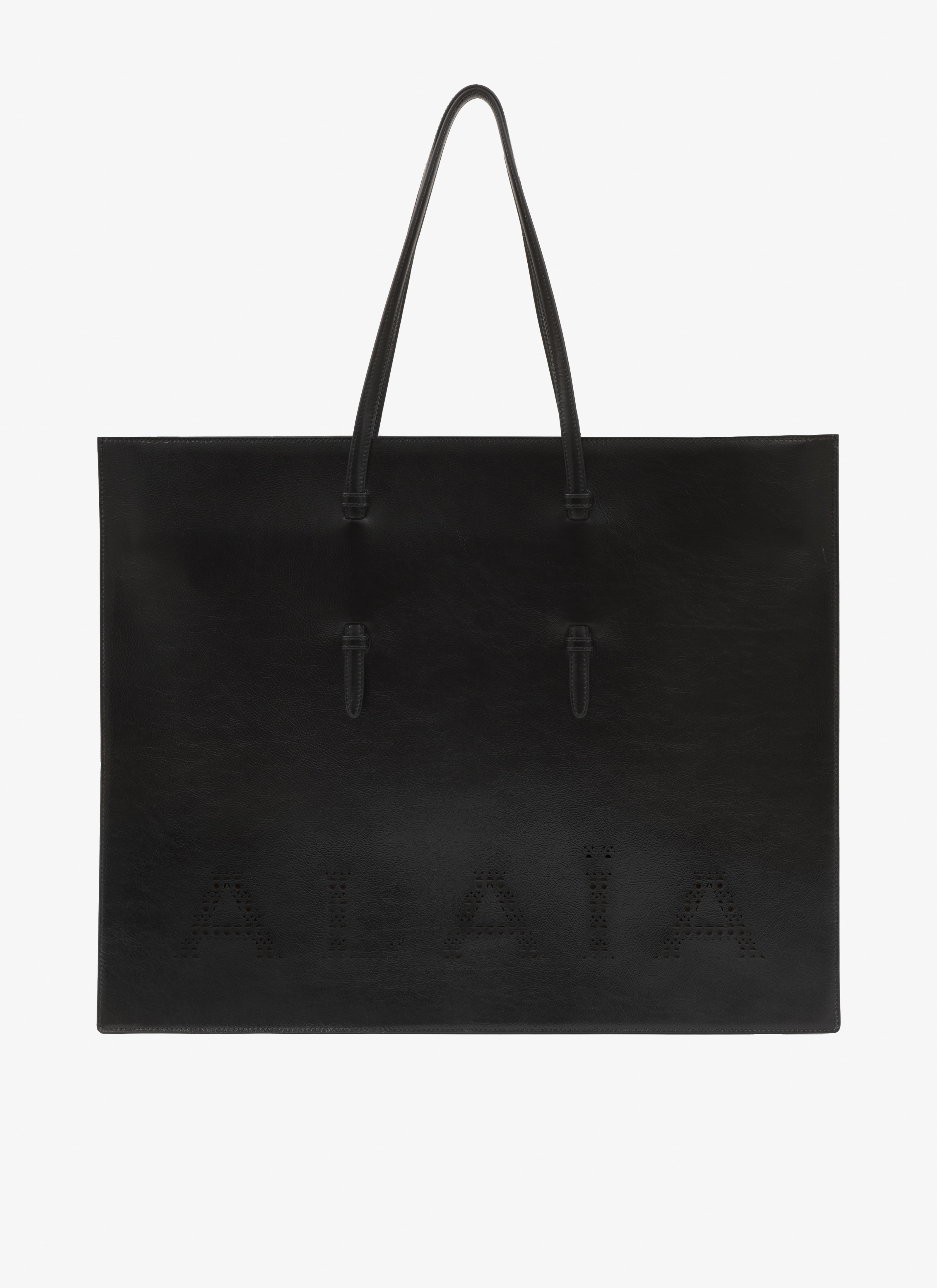 ALAÏA BLACK FLAT MINA TOTE BAG LARGE