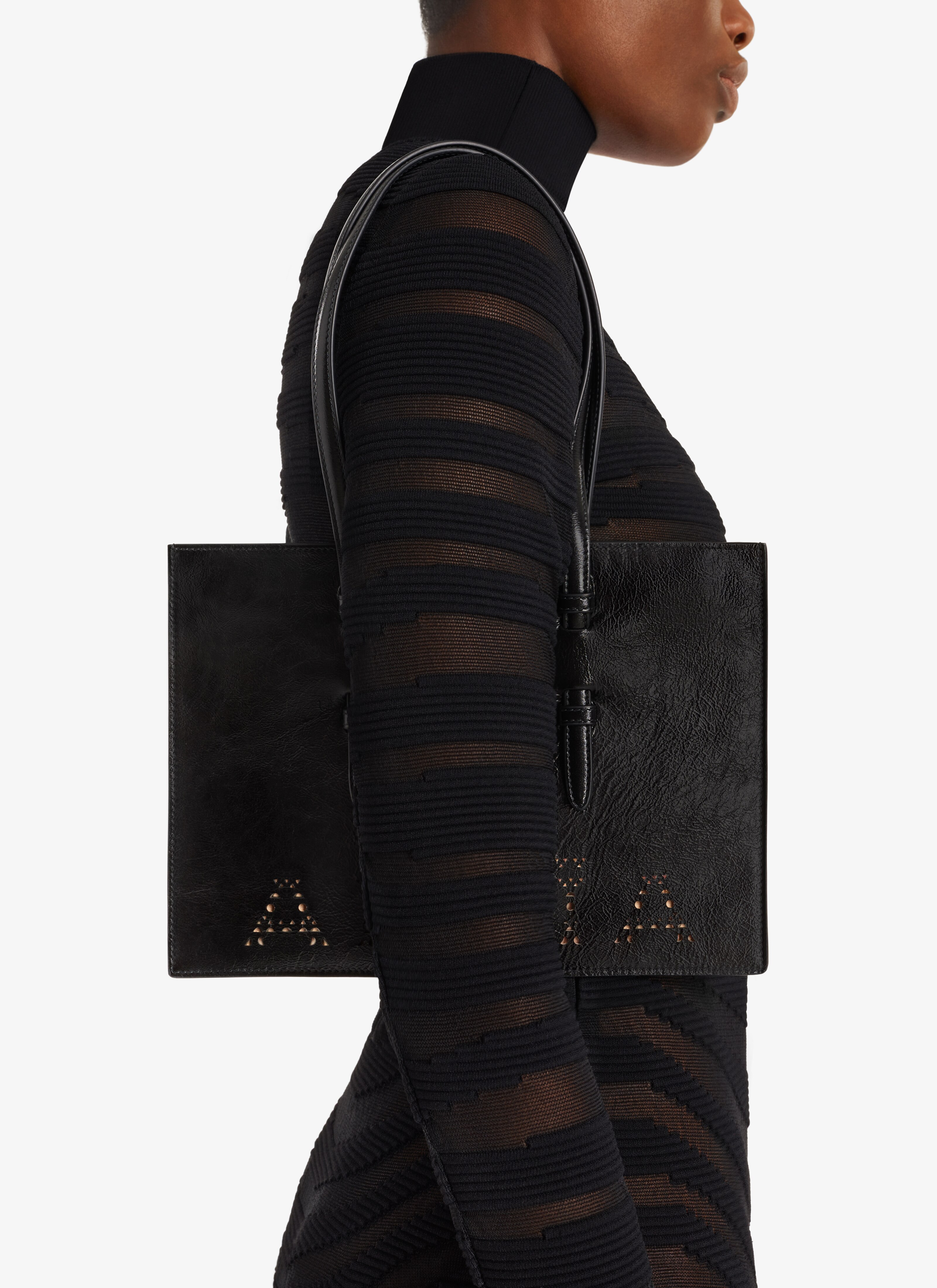 ALAÏA BLACK FLAT MINA TOTE BAG SMALL