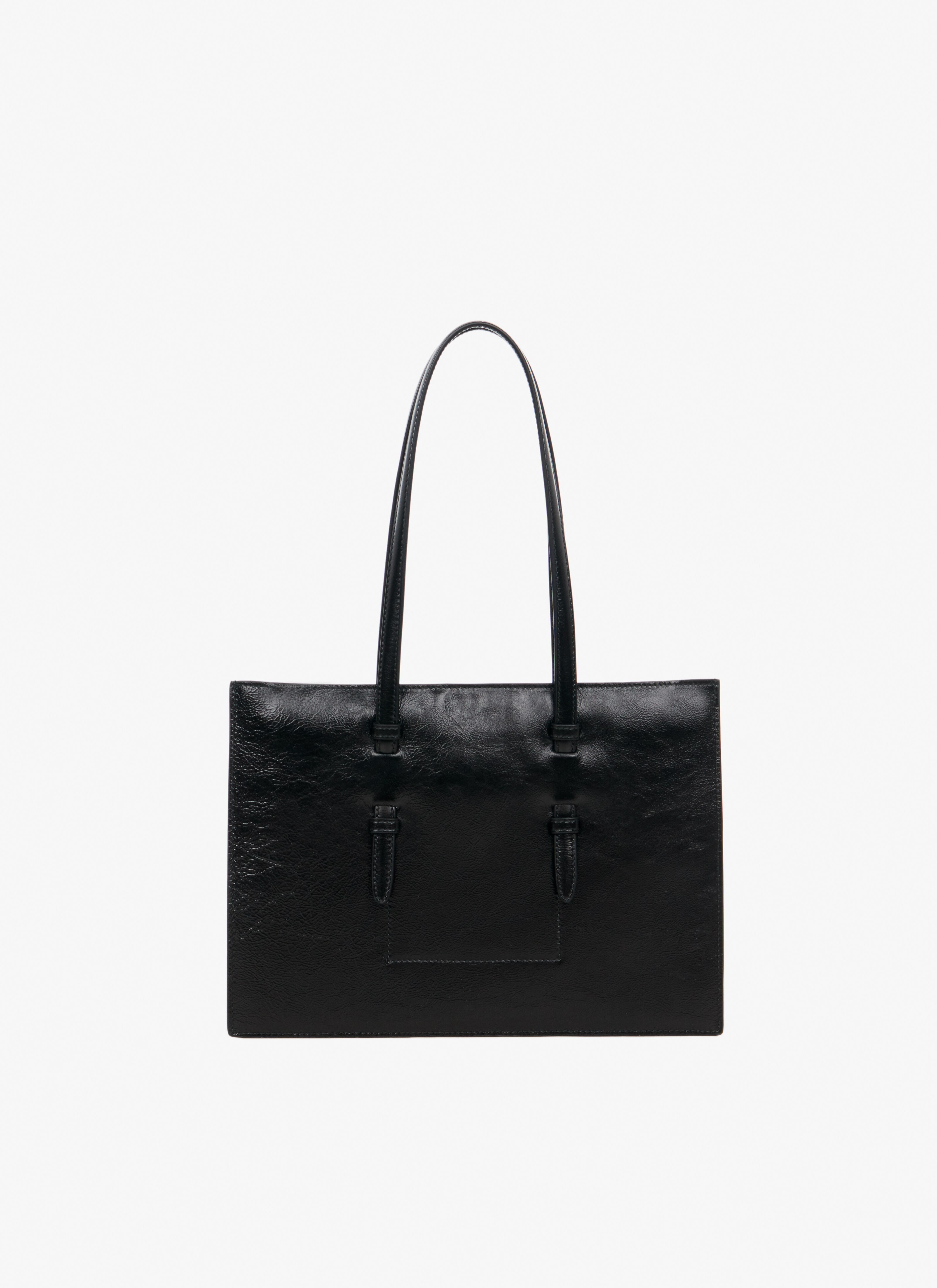 ALAÏA BLACK FLAT MINA TOTE BAG SMALL