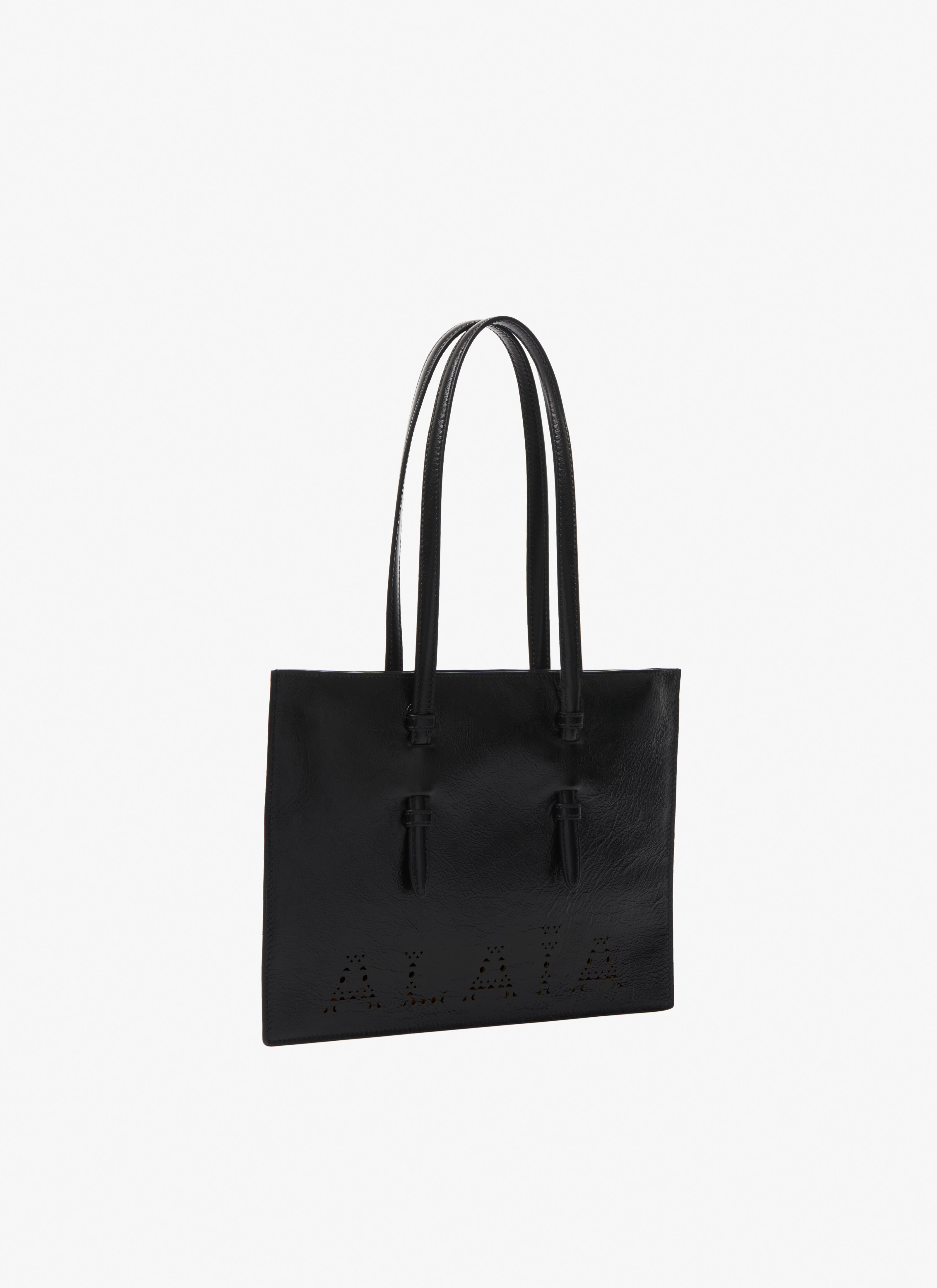 ALAÏA BLACK FLAT MINA TOTE BAG SMALL