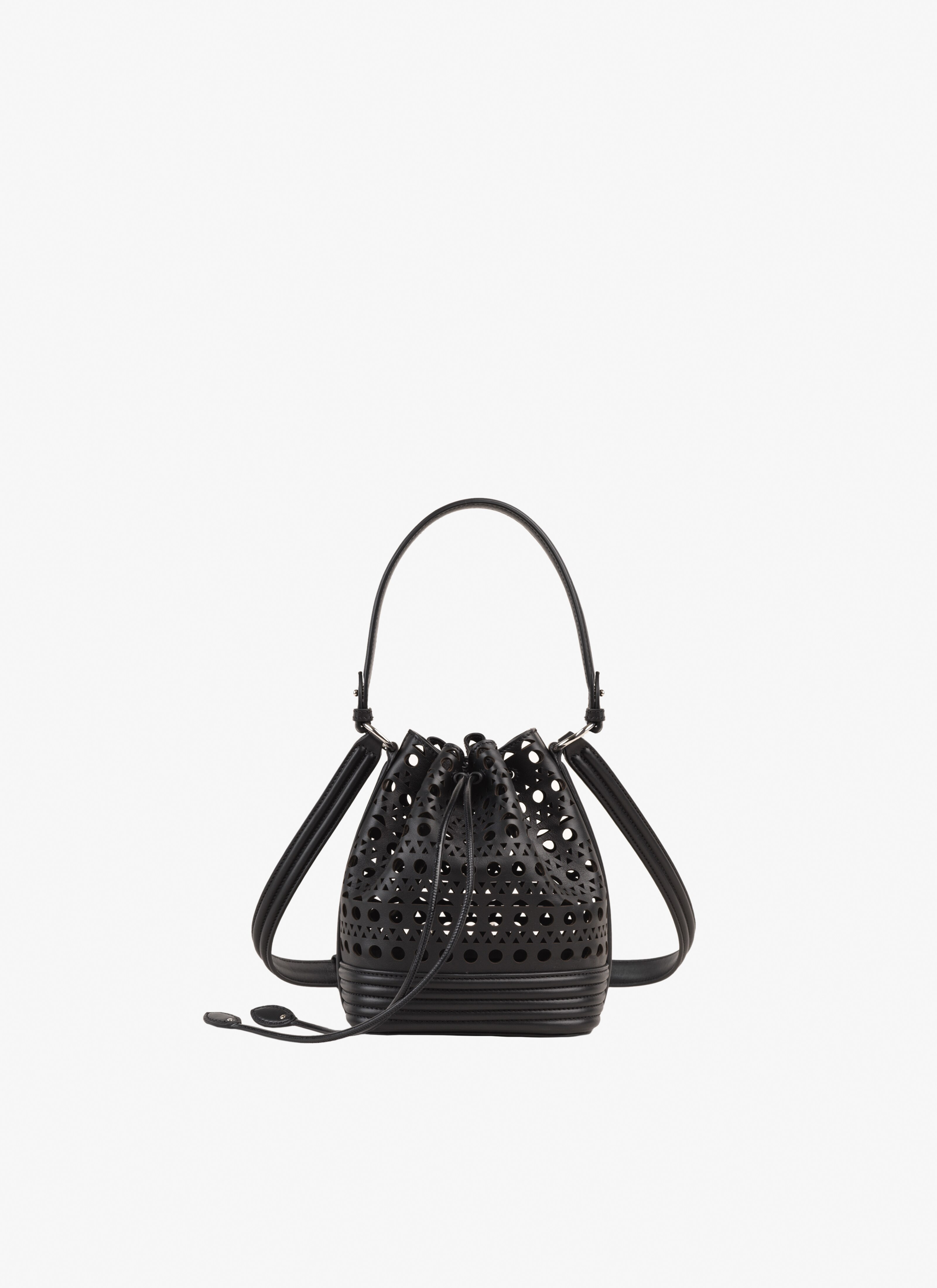 ALAÏA BLACK LE SEAU OPENWORK LEATHER BAG