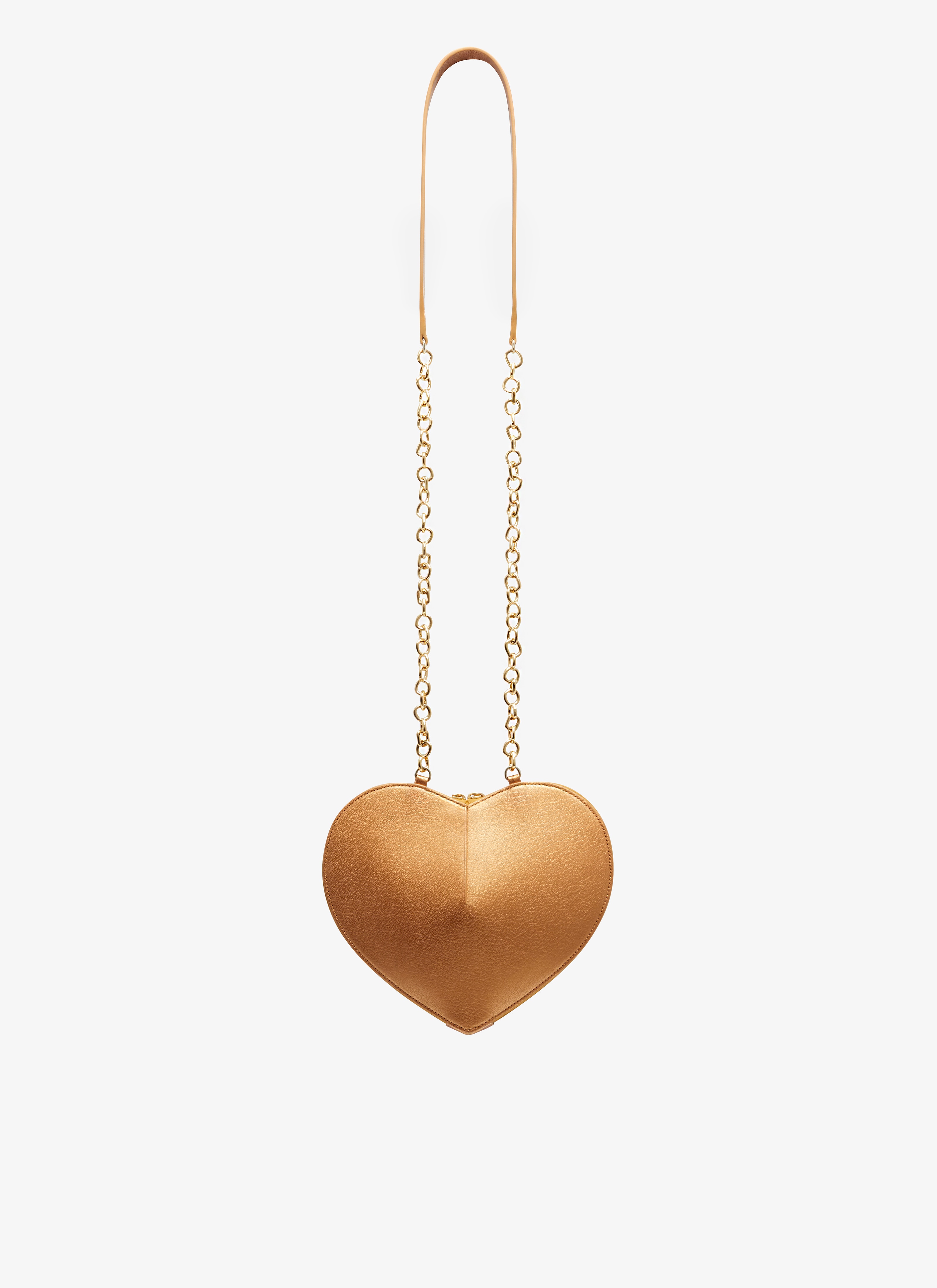 ALAÏA BROWN LE CŒUR WITH CHAIN BAG IN GOATSKIN