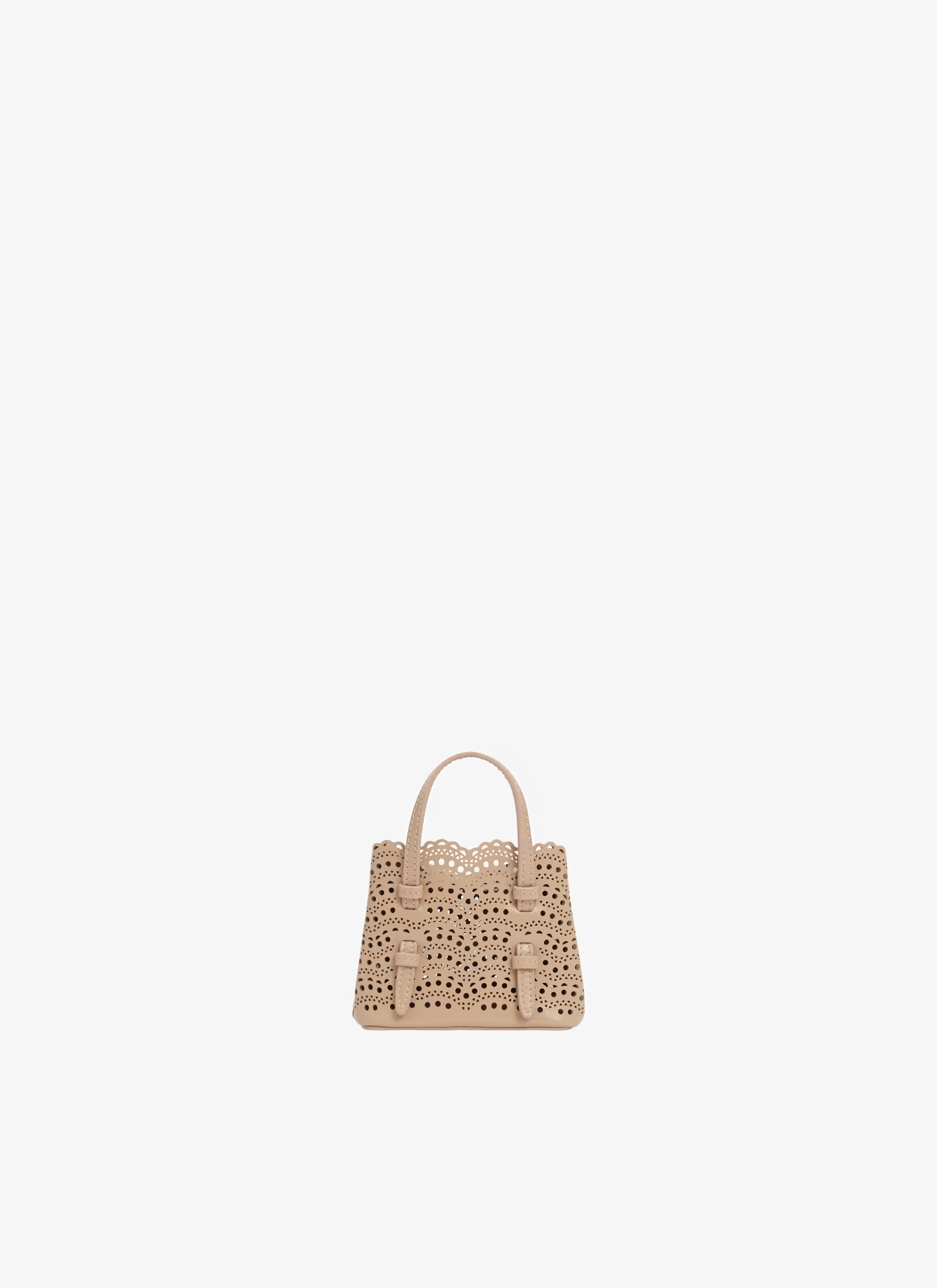 ALAÏA BEIGE MINI MINA BAG IN VIENNE CALFSKIN