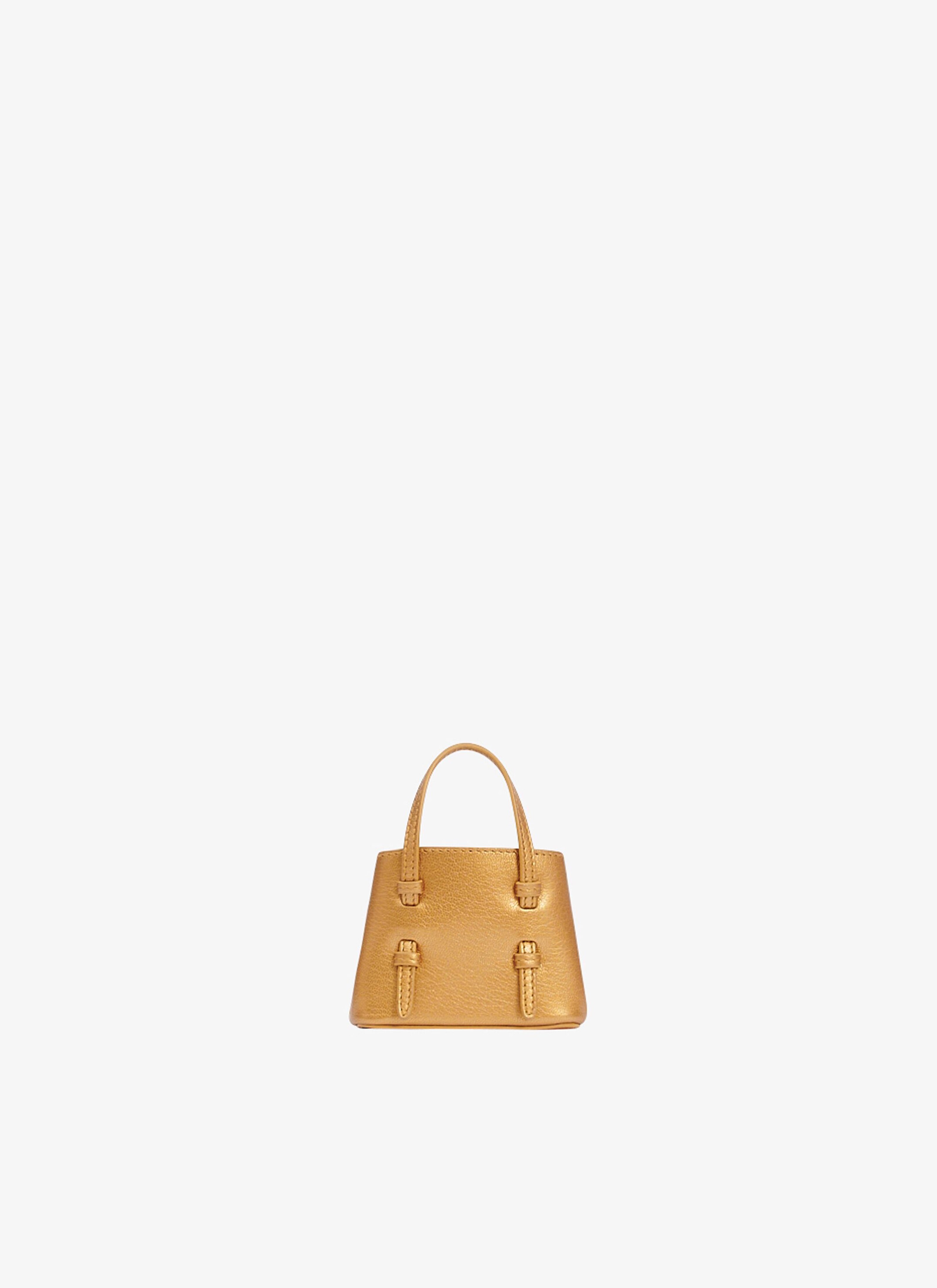 ALAÏA BROWN MINI MINA BAG IN METALLIC GOATSKIN 