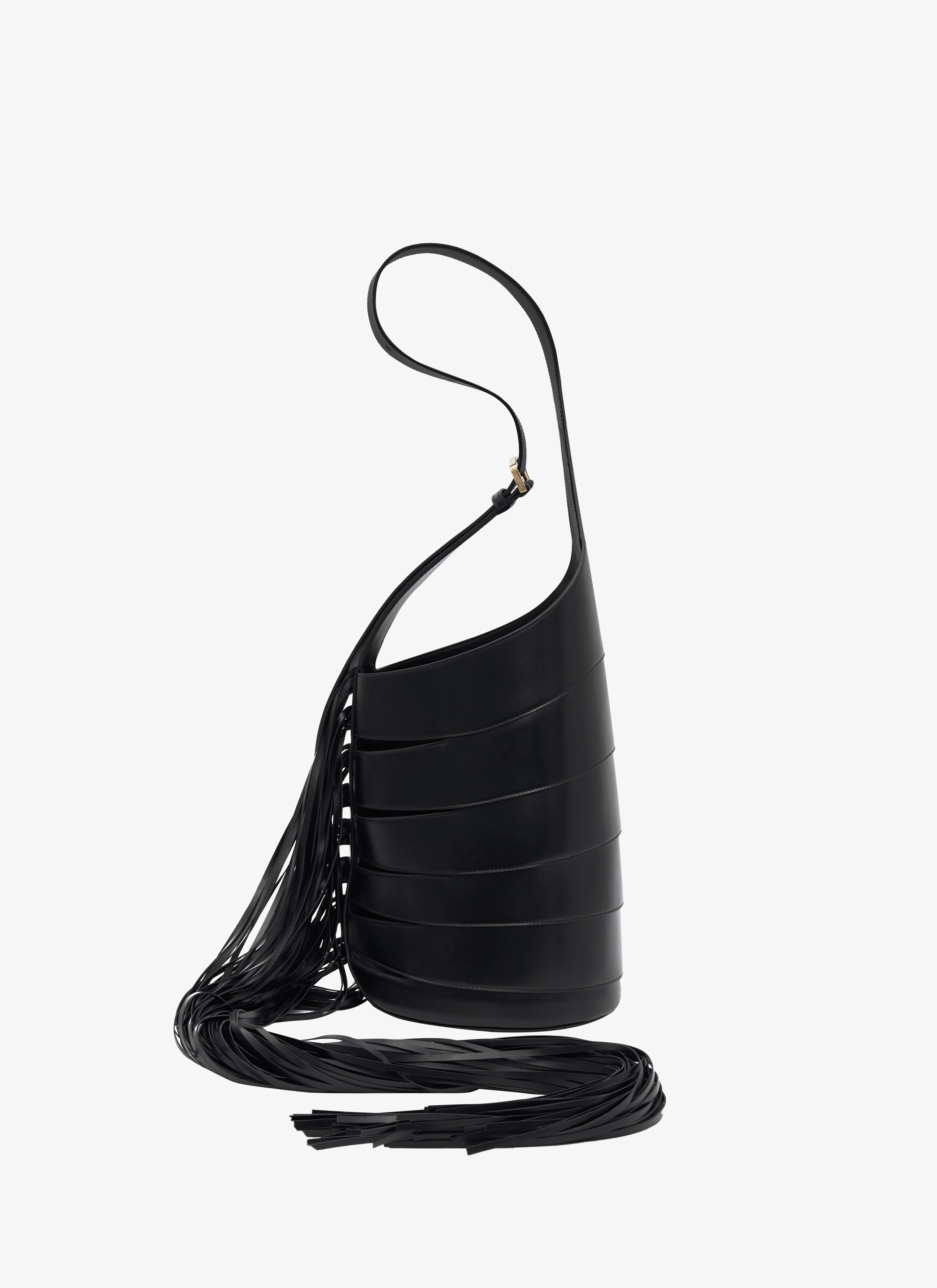 Babel with fringes Medium bag in glossy smooth calfskin - maison-alaia.com