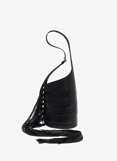 BABEL WITH FRINGES MEDIUM BAG IN GLOSSY SMOOTH CALFSKIN - maison-alaia.com