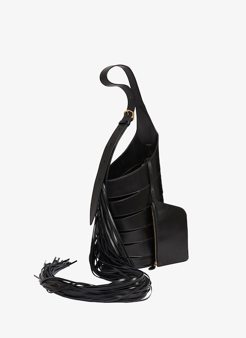 BABEL WITH FRINGES MEDIUM BAG IN GLOSSY SMOOTH CALFSKIN - maison-alaia.com