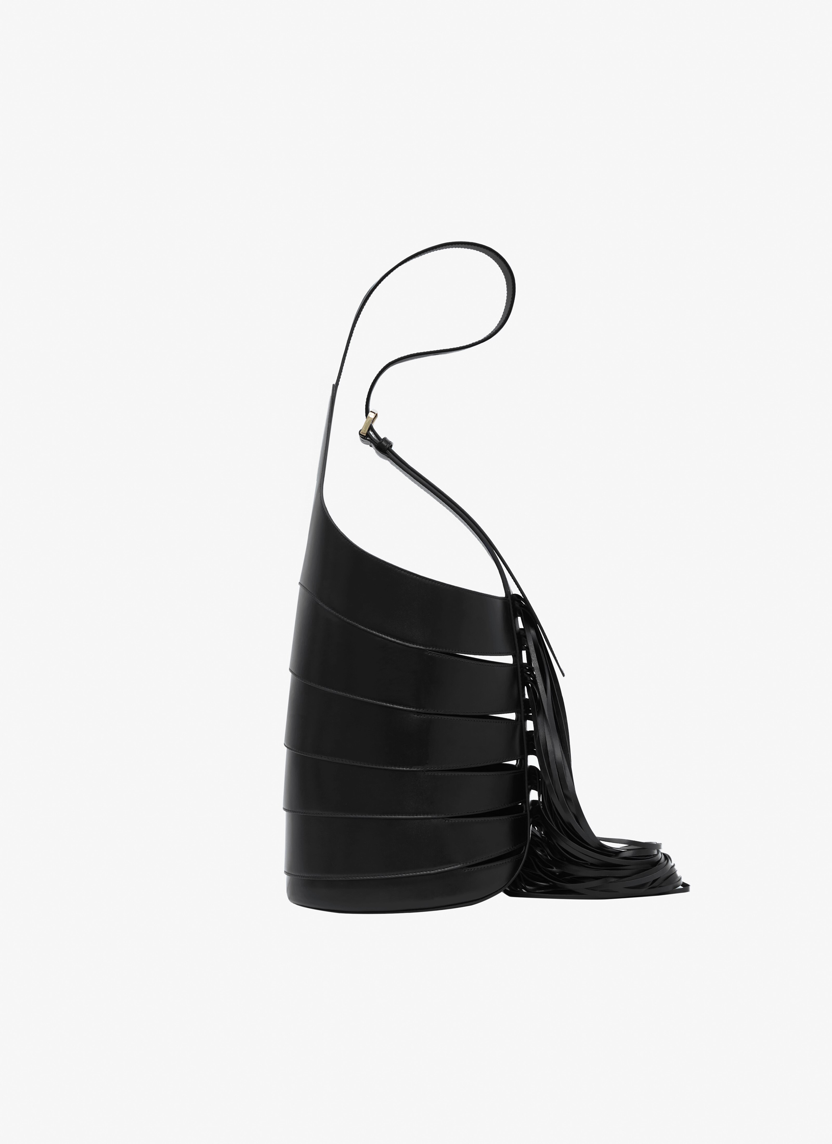 ALAÏA BLACK BABEL WITH FRINGES MEDIUM BAG IN GLOSSY SMOOTH CALFSKIN