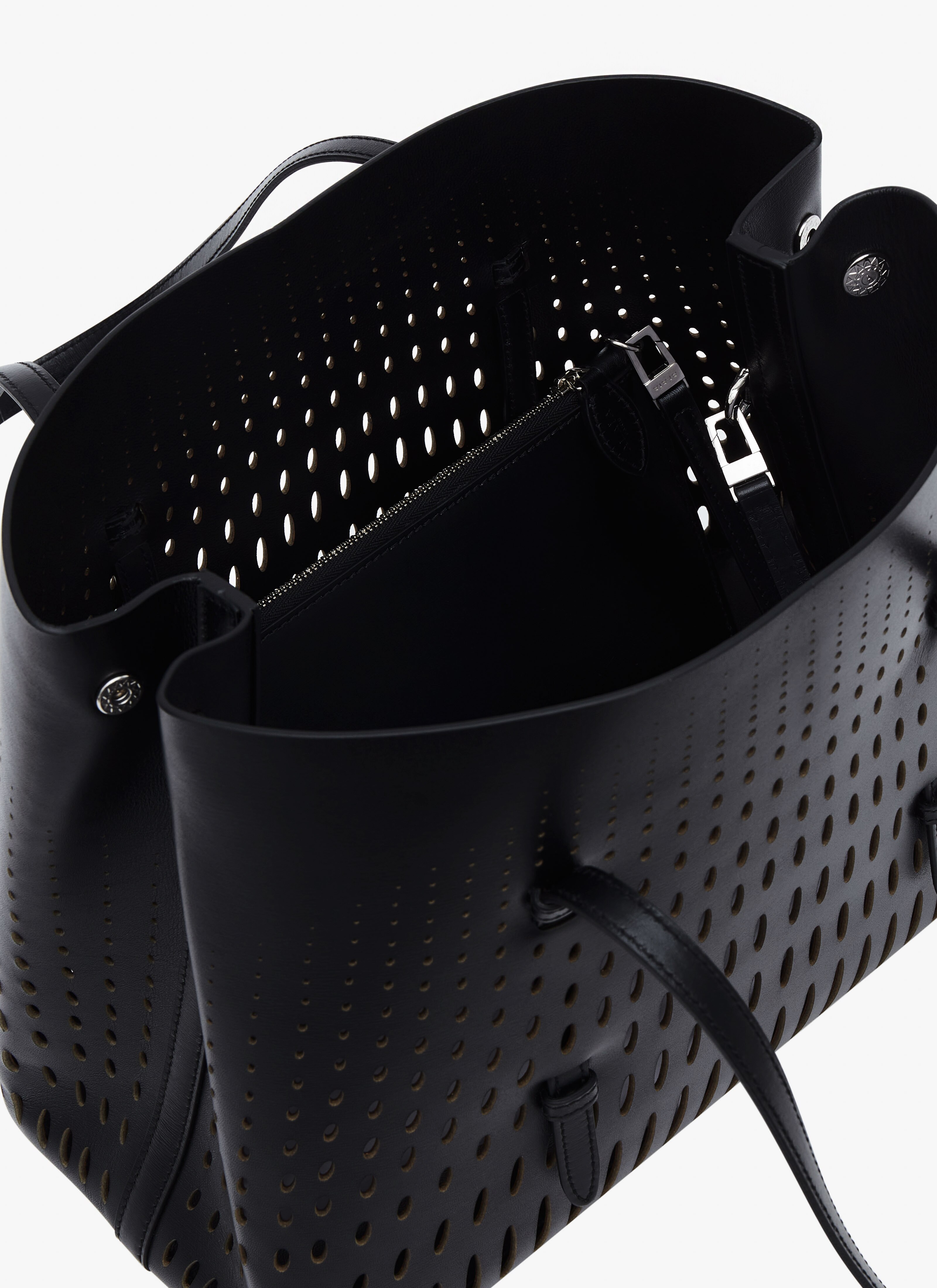 ALAÏA BLACK MINA 32 BAG IN OPTICAL PERFO LUX CALFSKIN