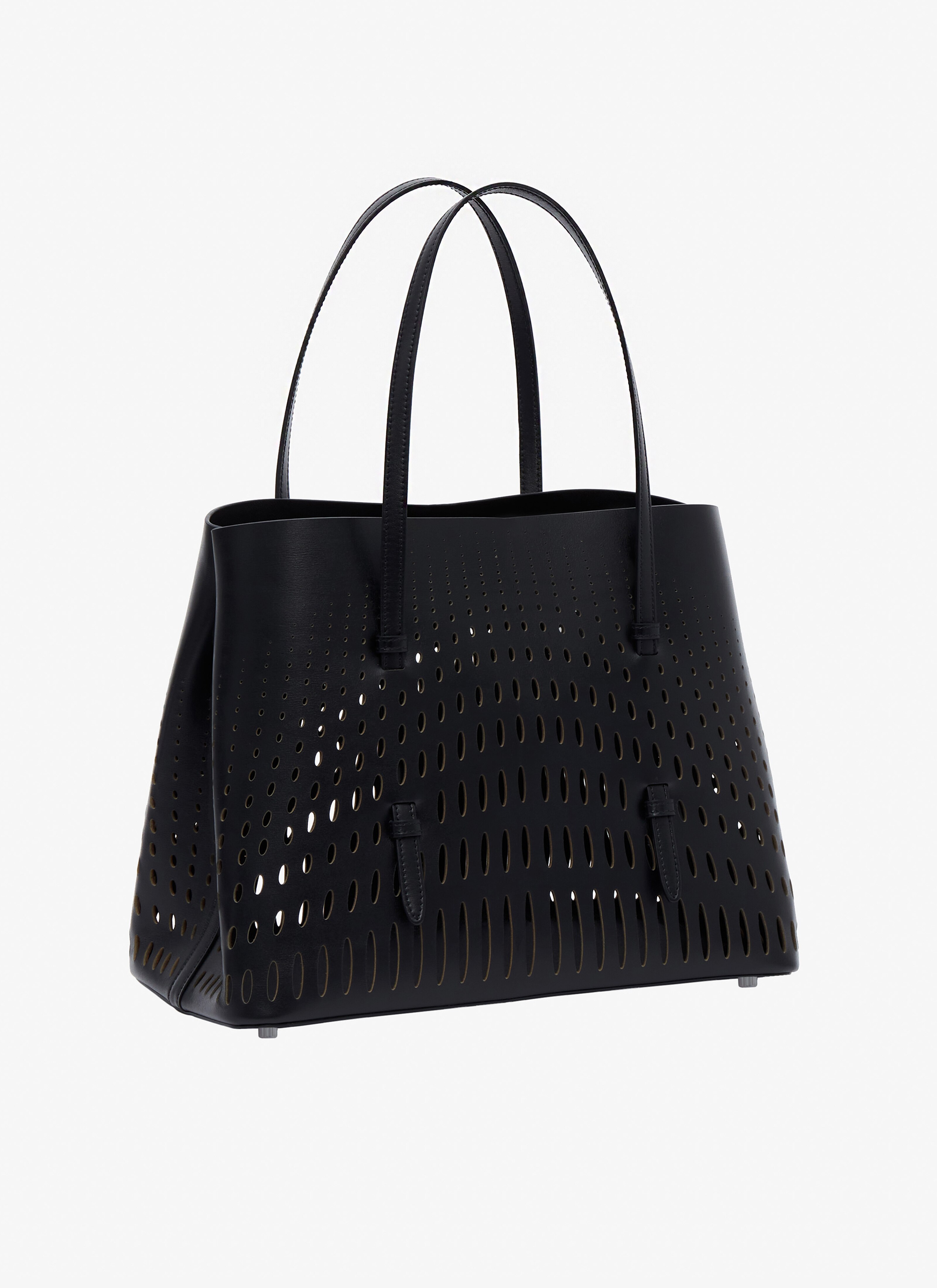 ALAÏA BLACK MINA 32 BAG IN OPTICAL PERFO LUX CALFSKIN