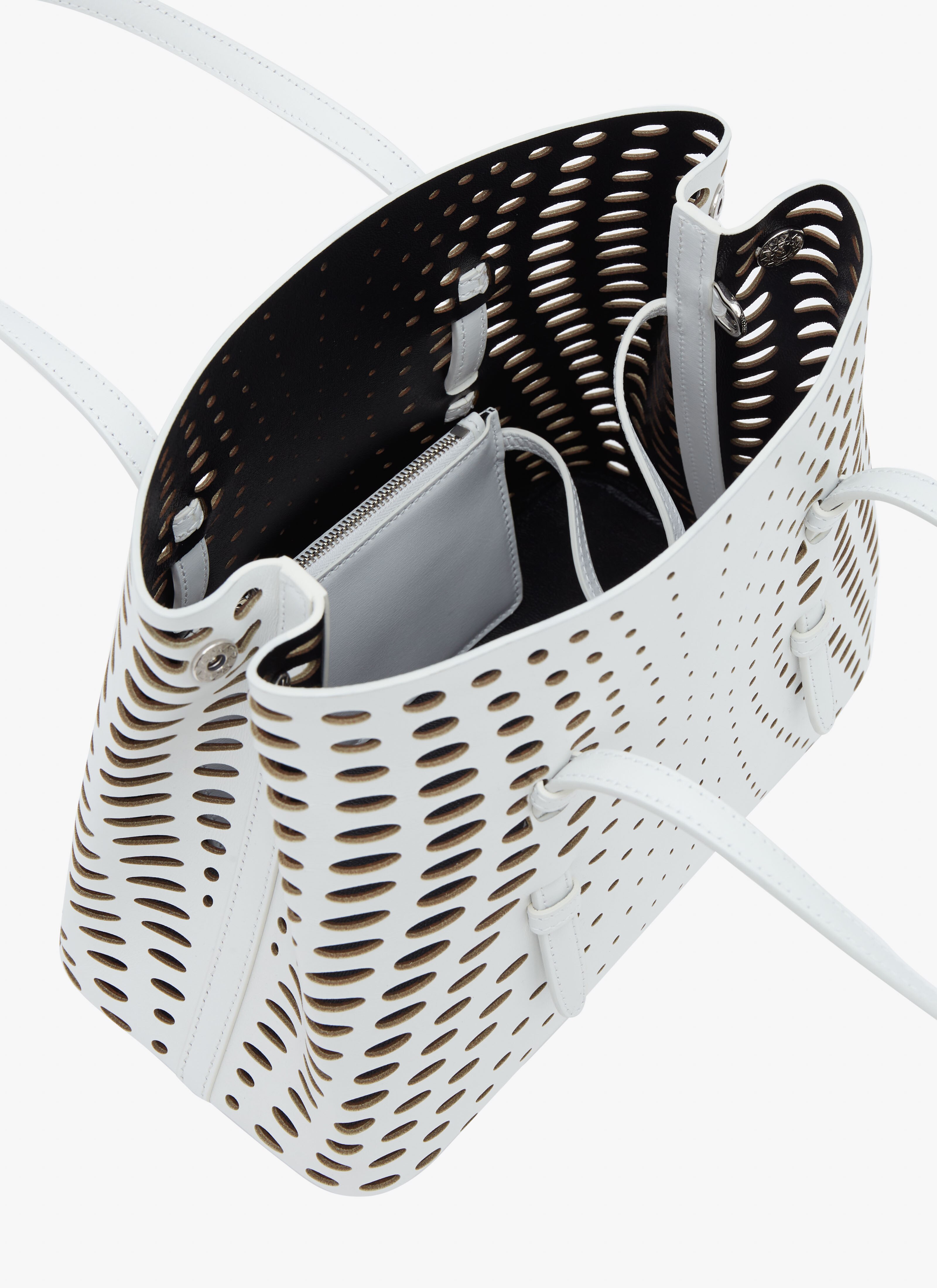 ALAÏA OPTIC WHITE MINA 25 BAG IN OPTICAL PERFO LUX CALFSKIN