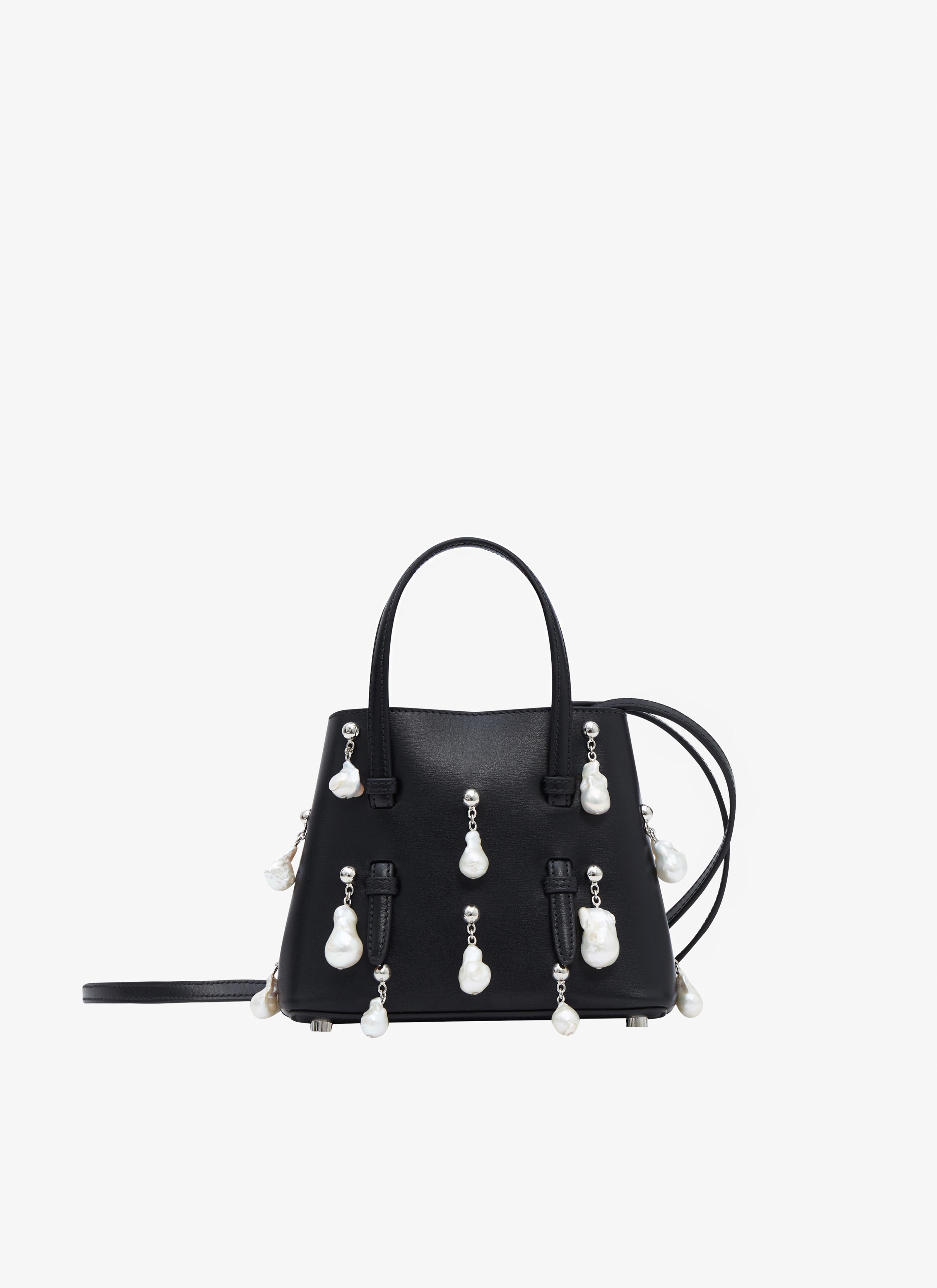 Mina 16 bag in lux calfskin with natural pearls - maison-alaia.com