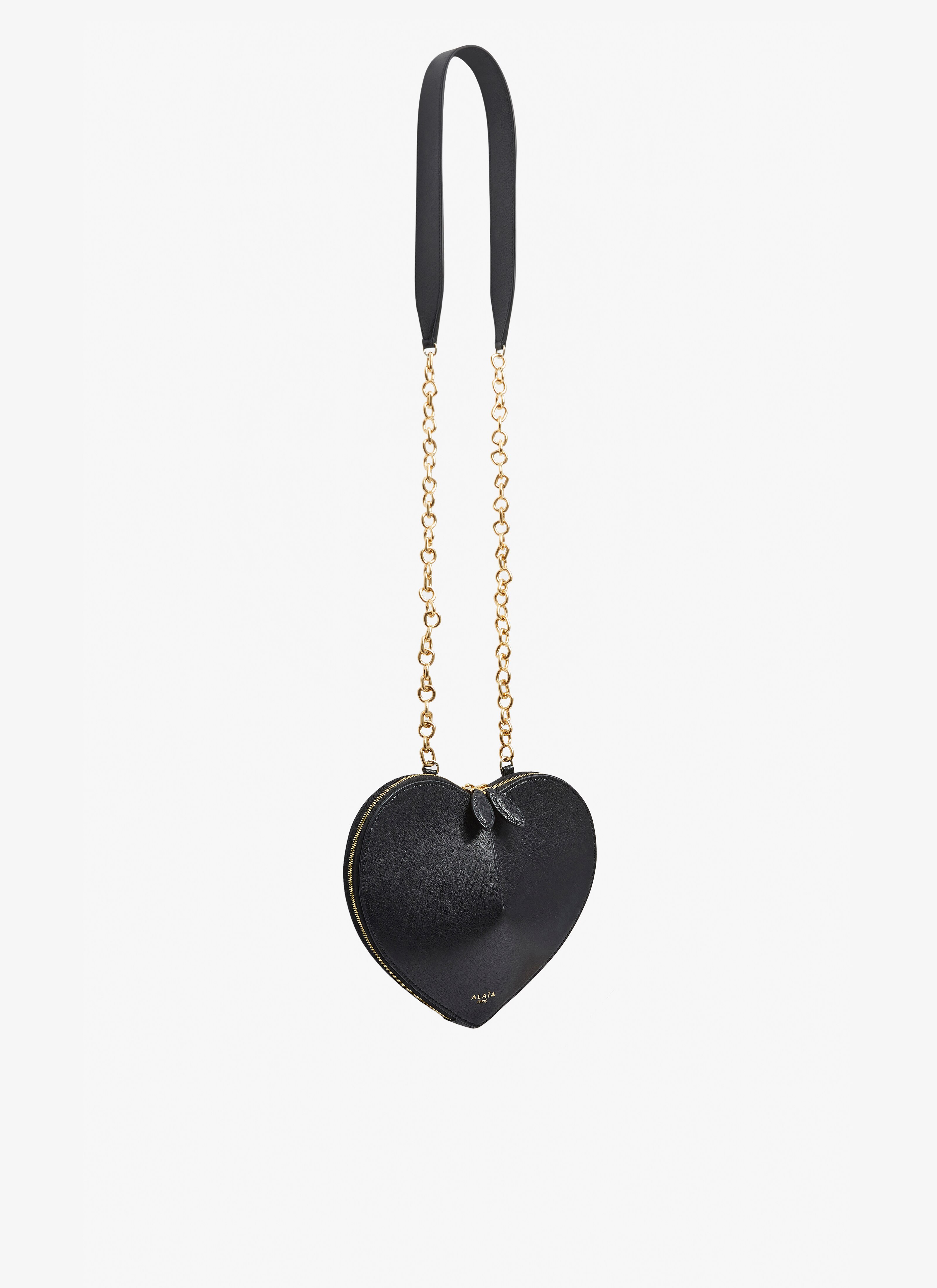 ALAÏA BLACK LE CŒUR WITH CHAIN BAG IN GOATSKIN