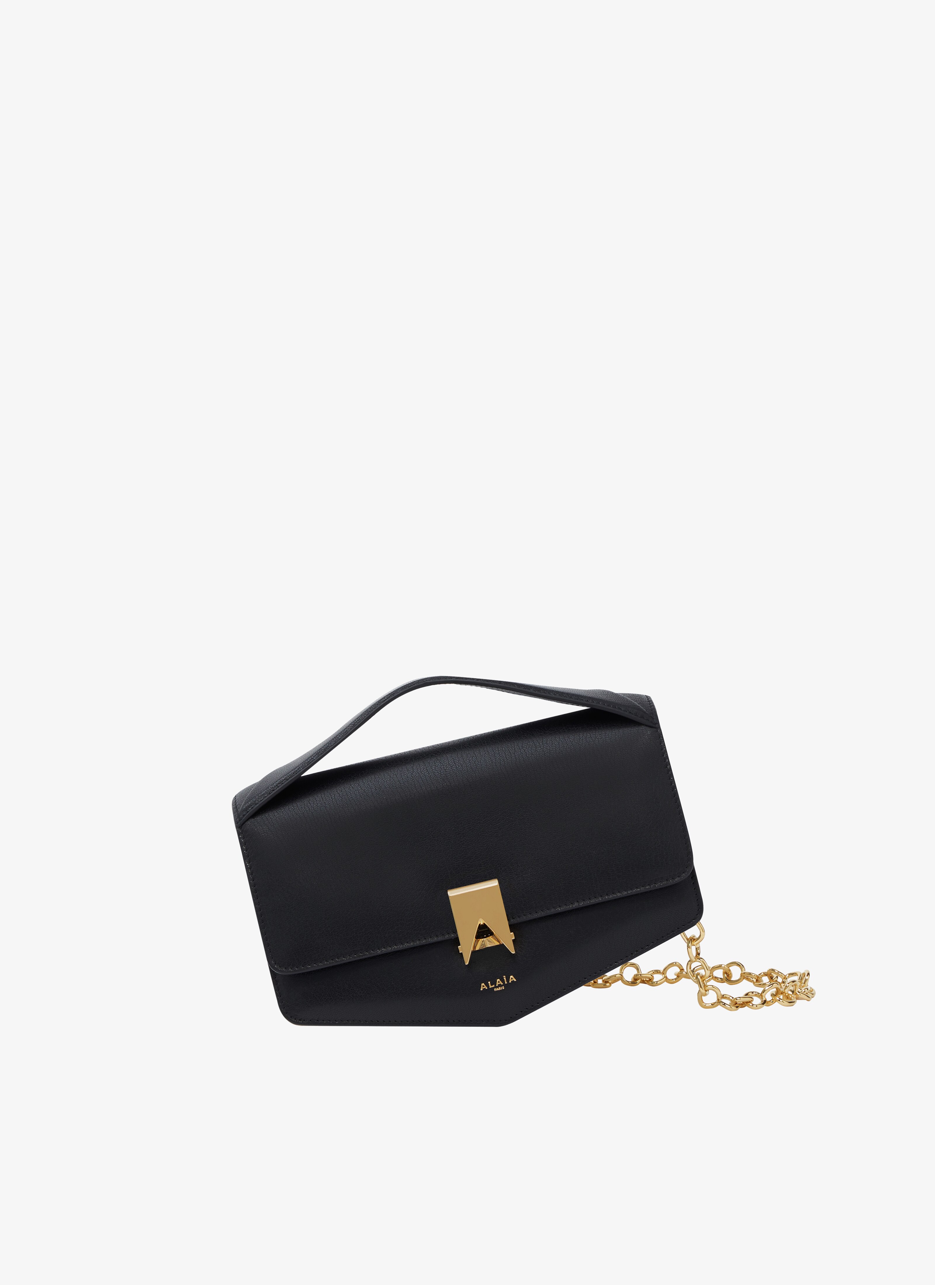 ALAÏA Black Le Papa East West Chain Bag Shiny Goatskin