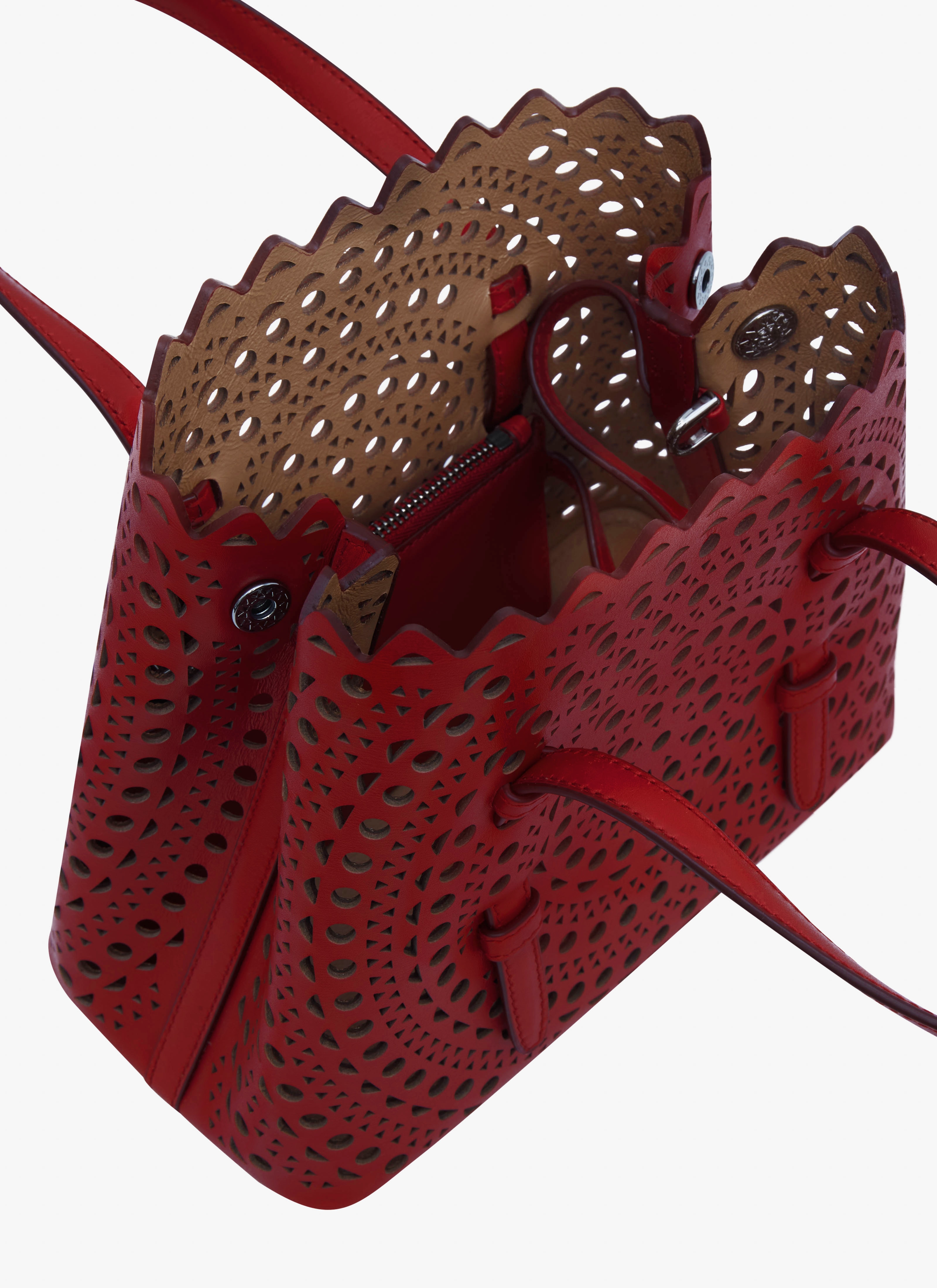 ALAÏA ROT TASCHE MINA 20 AUS LUXUS-KALBSLEDER MIT NEUEM VIENNE-MUSTER