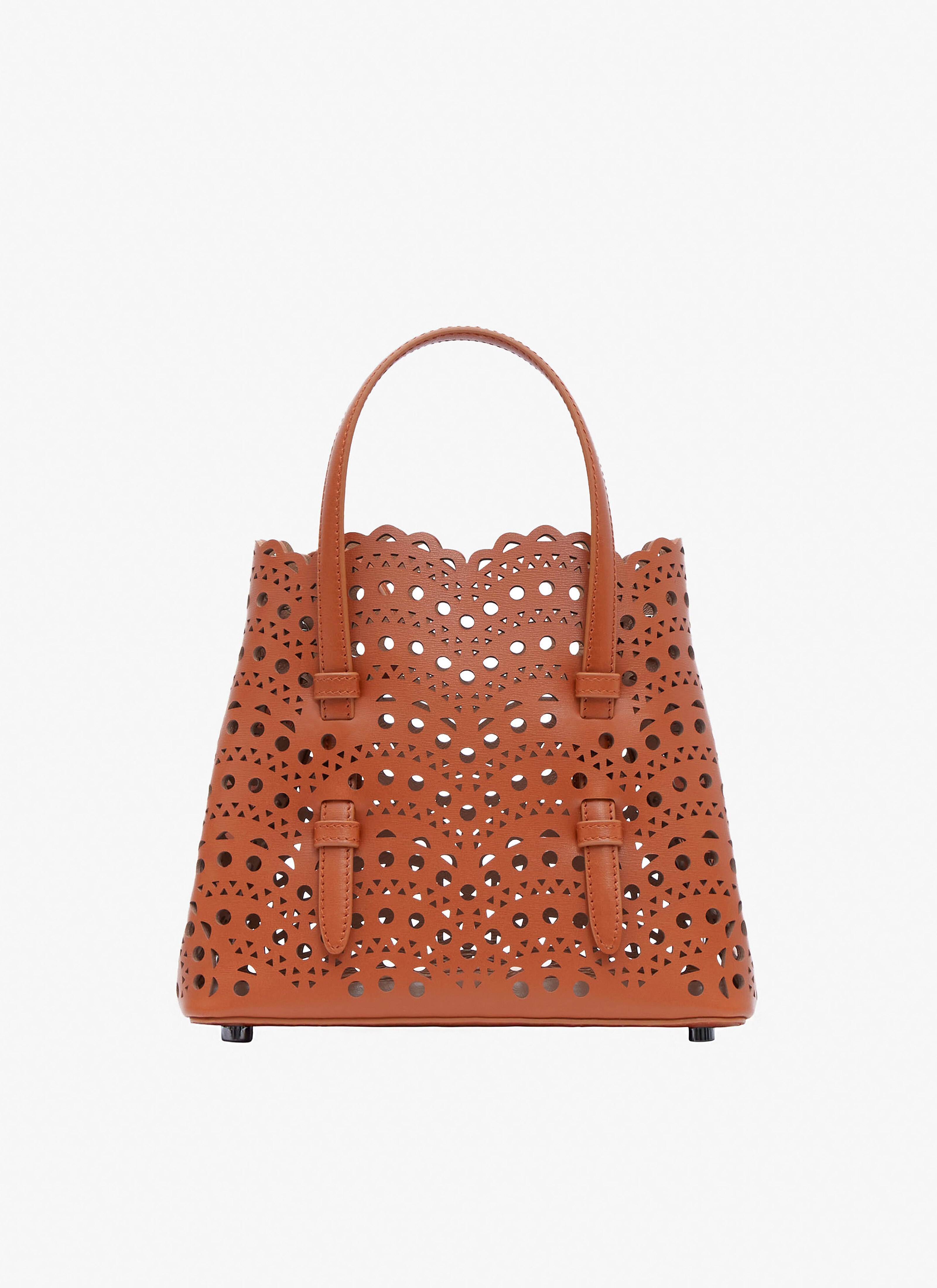ALAÏA BROWN MINA 25 BAG IN VIENNE WAVE CALFSKIN