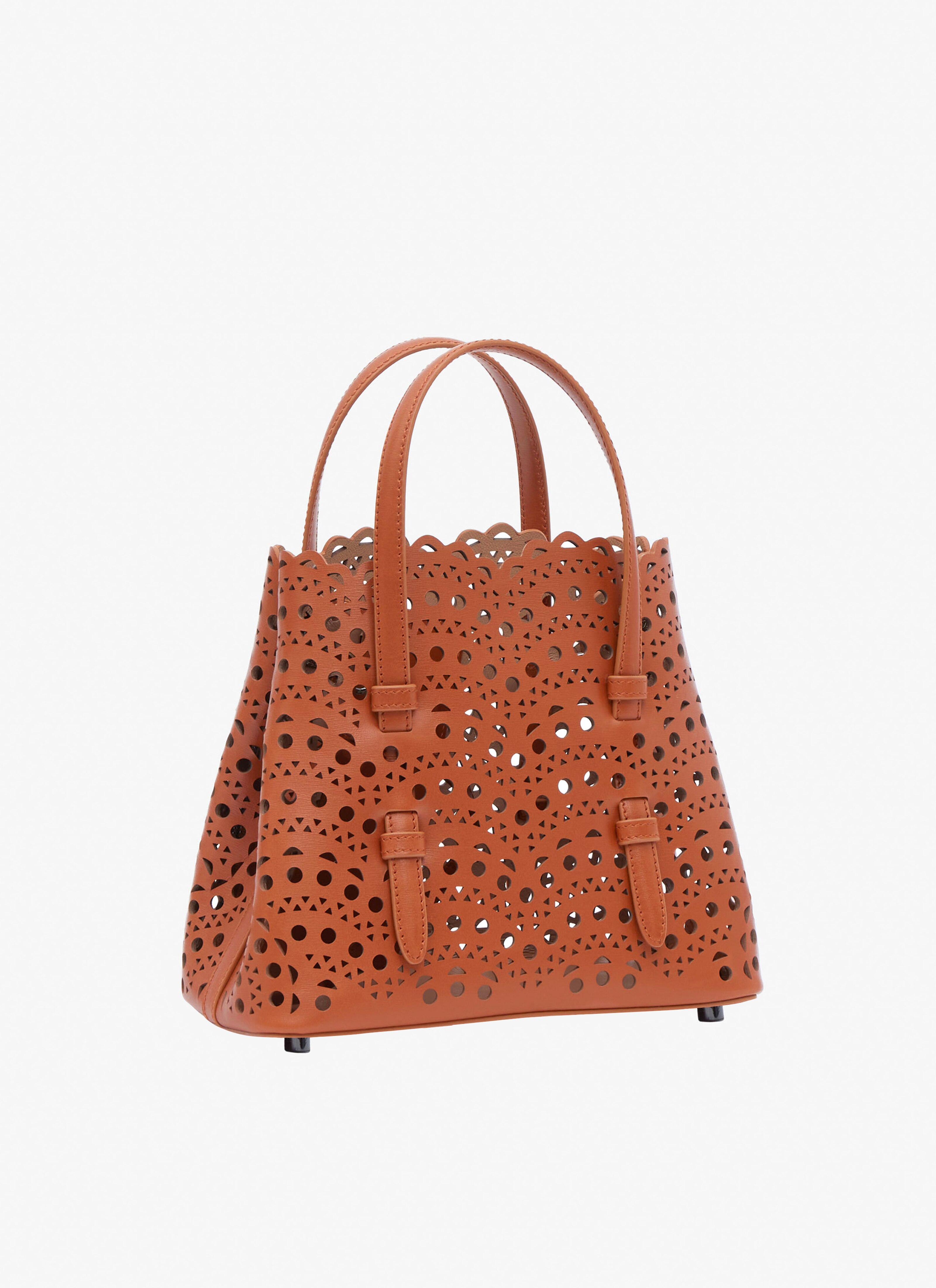 ALAÏA BROWN MINA 25 BAG IN VIENNE WAVE CALFSKIN