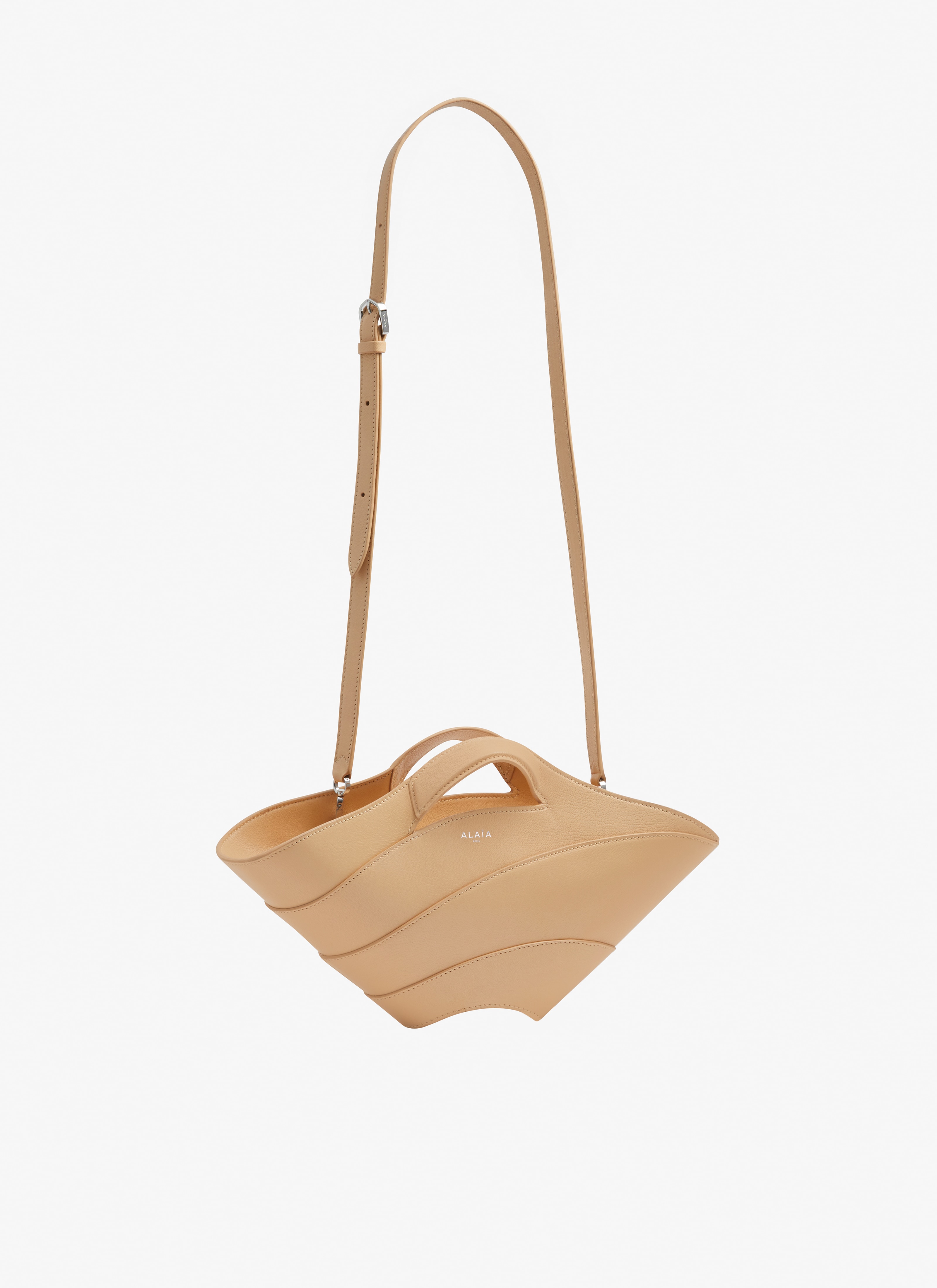 ALAÏA BEIGE KHAIMA SMALL BAG IN SHINY GOATSKIN