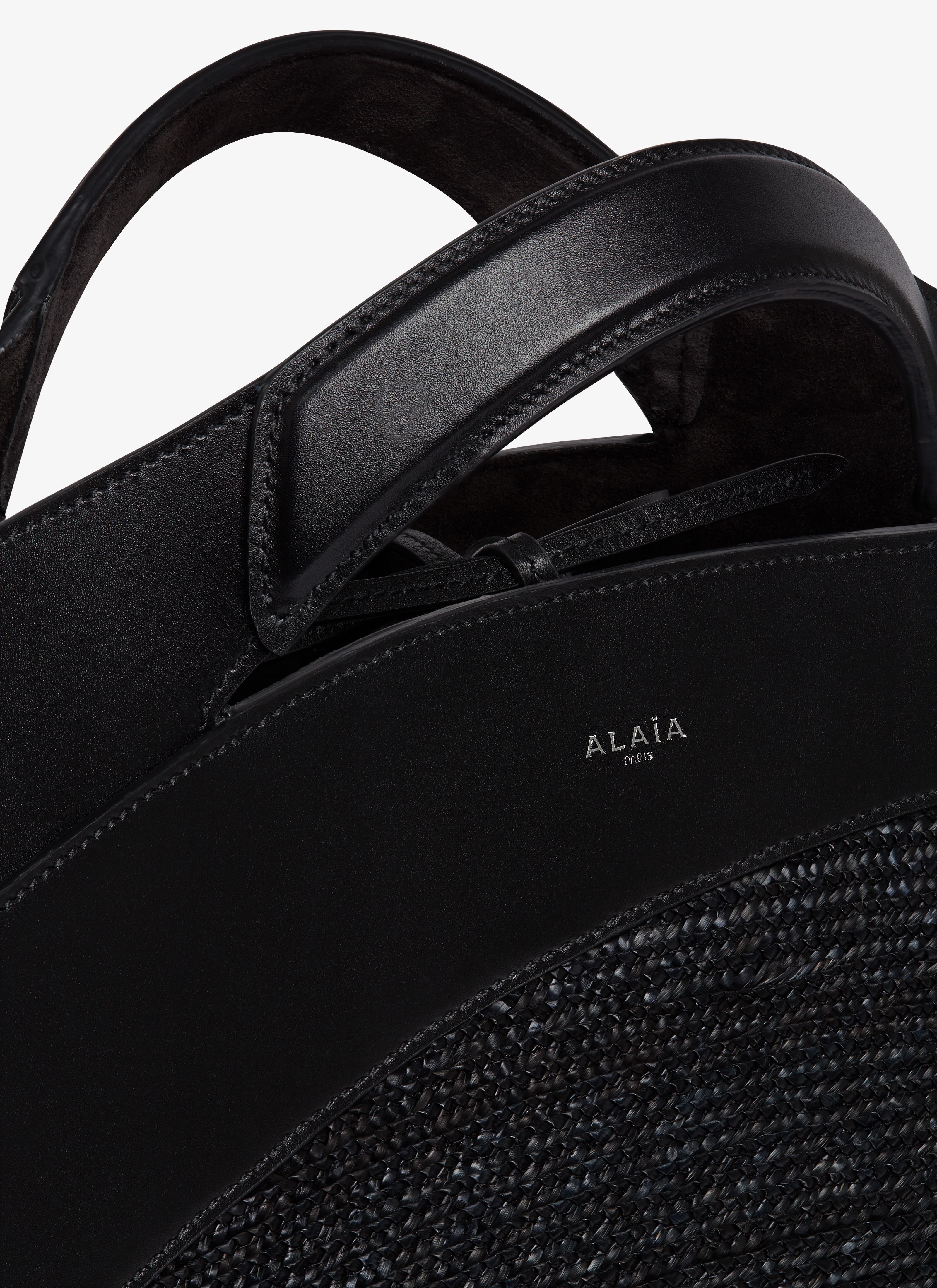 KHAIMA LARGE BAG IN CALFSKIN AND STRAW - maison-alaia.com