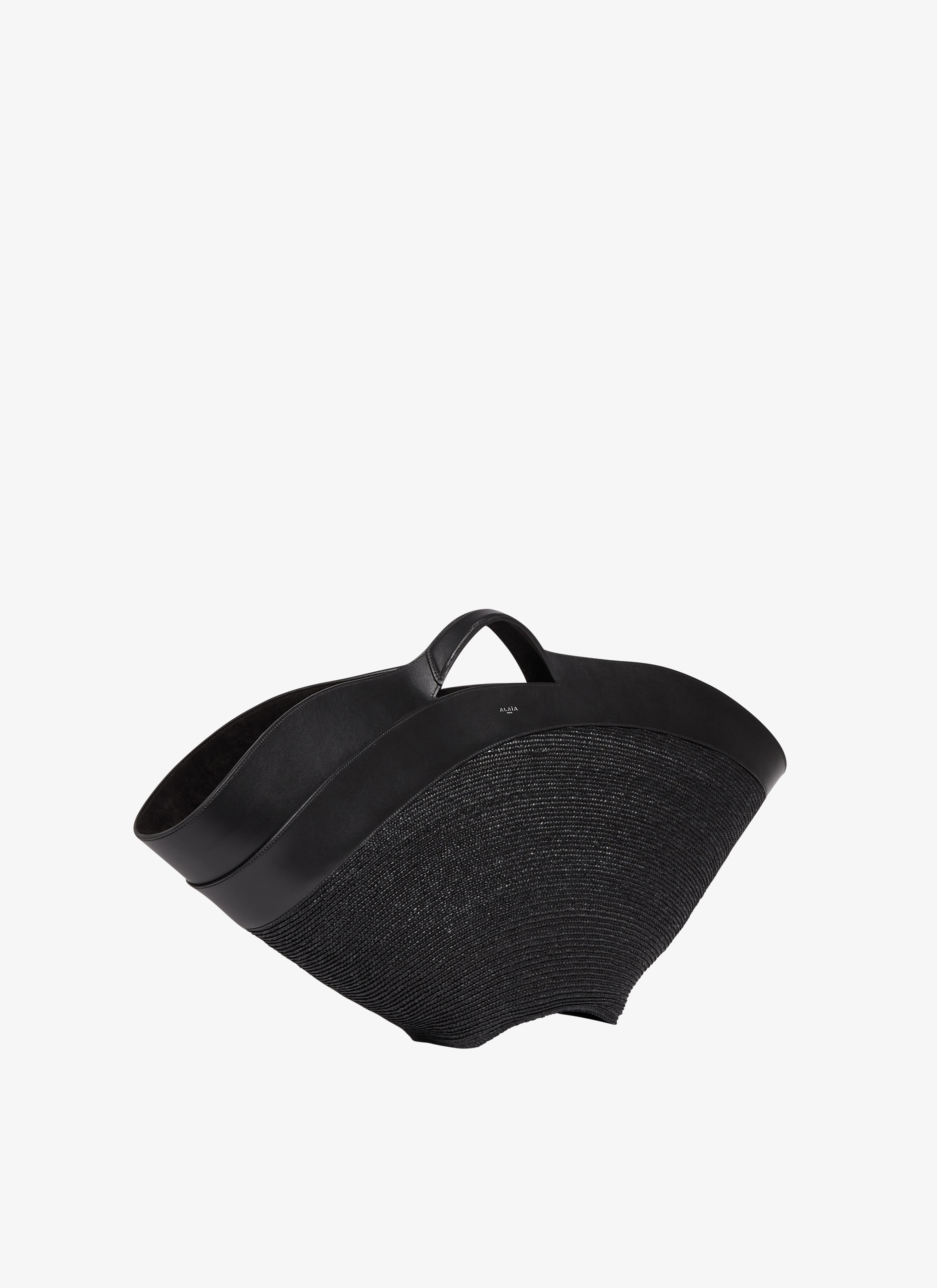 KHAIMA LARGE BAG IN CALFSKIN AND STRAW - maison-alaia.com