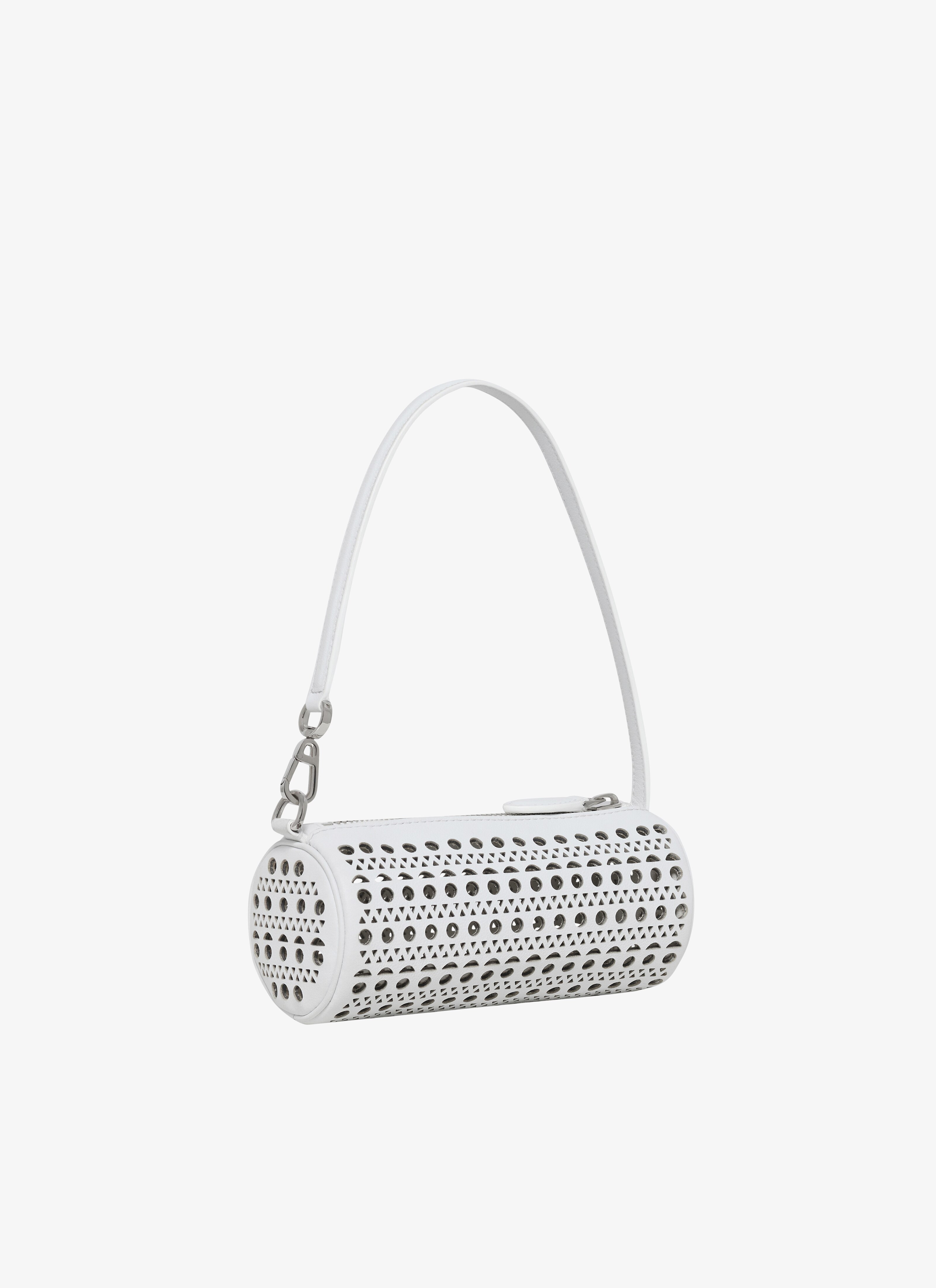 ALAÏA WHITE MINI TUBE BAG IN CALFSKIN