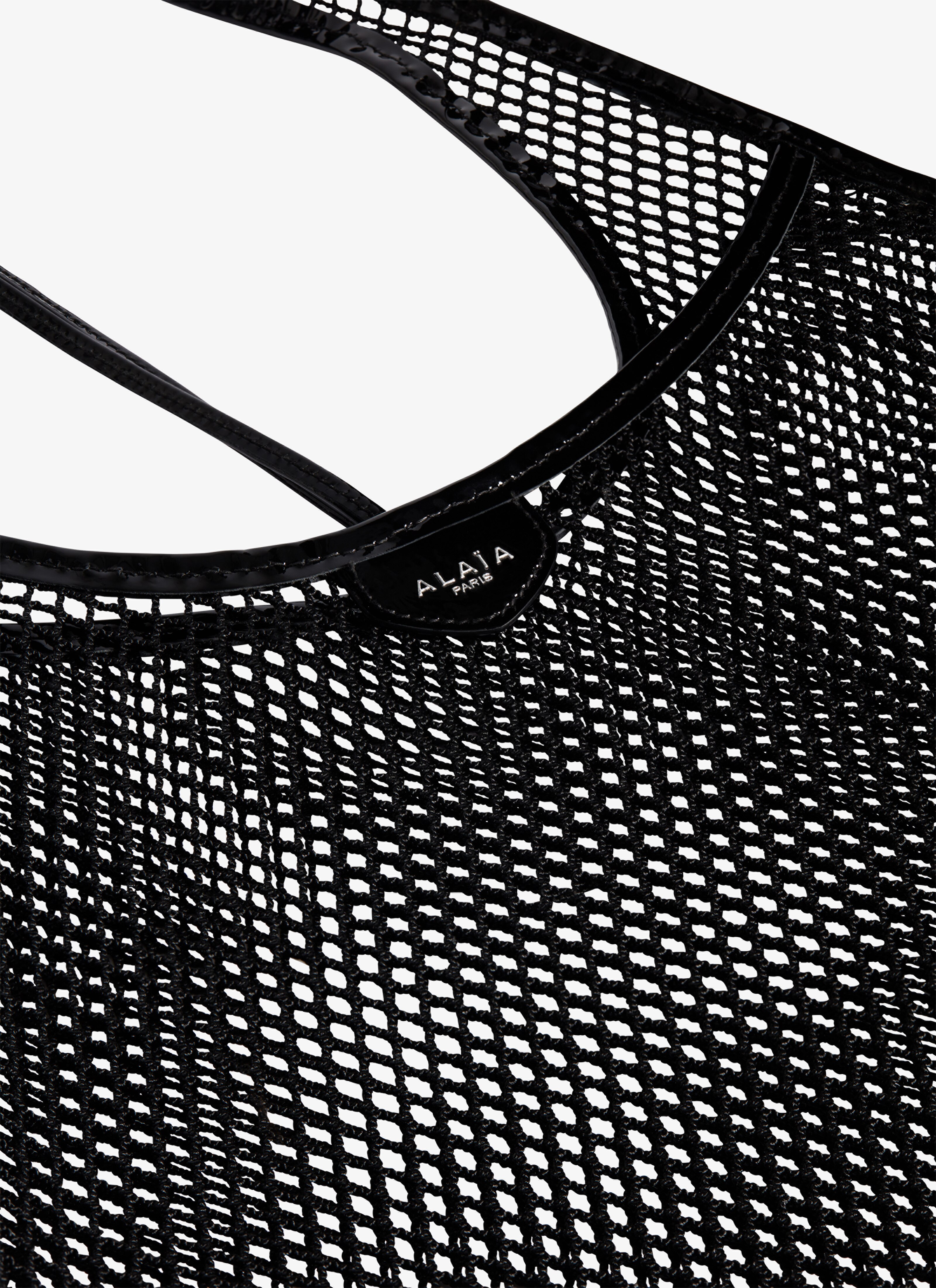 ALAÏA BLACK ONE PIECE BAG IN FISHNET